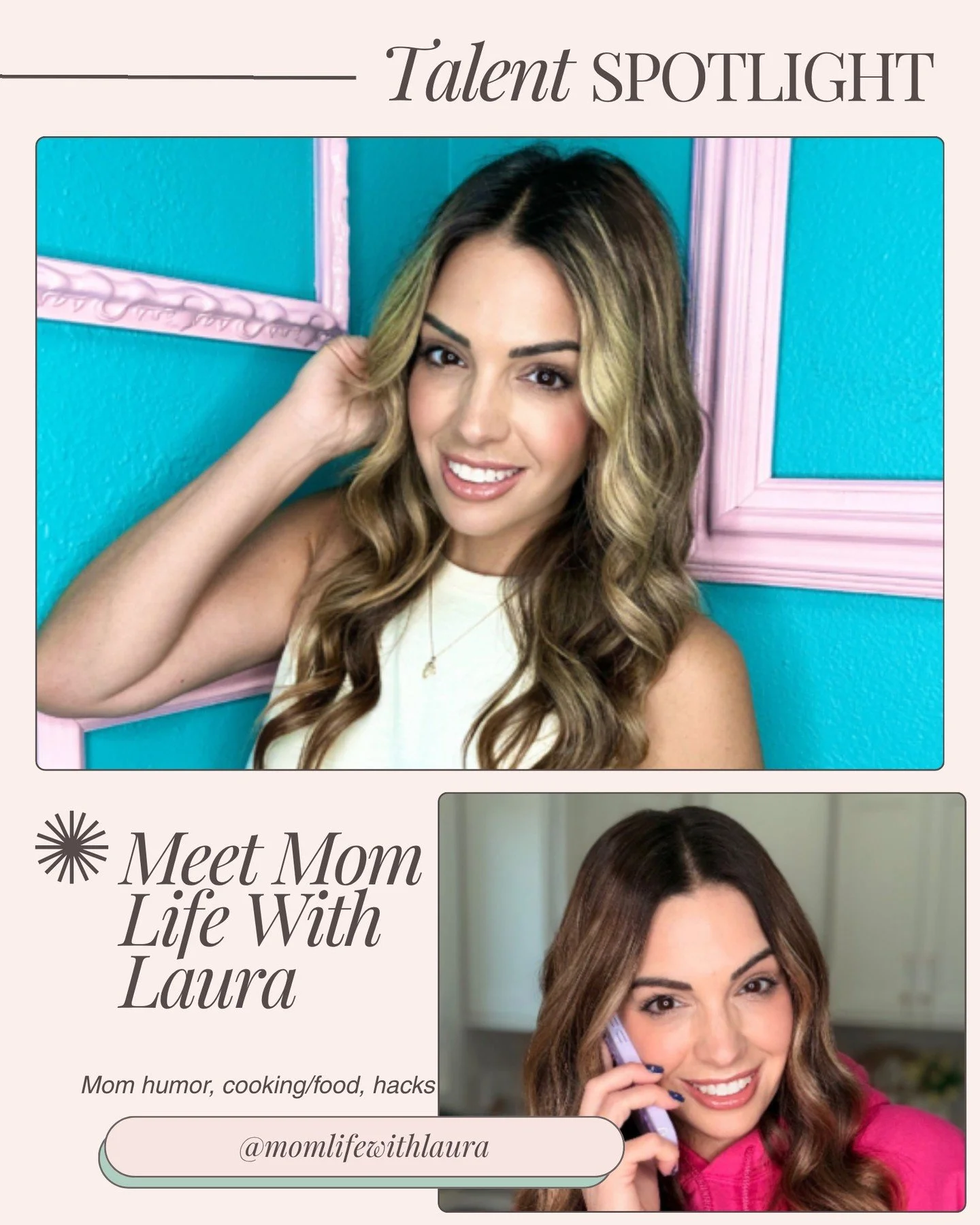 Meet @momlifewithlaura! The queen of mom humor, family hacks, recipes, gift guides, skits and more! Her content brings fun and relatability to your feed ✨