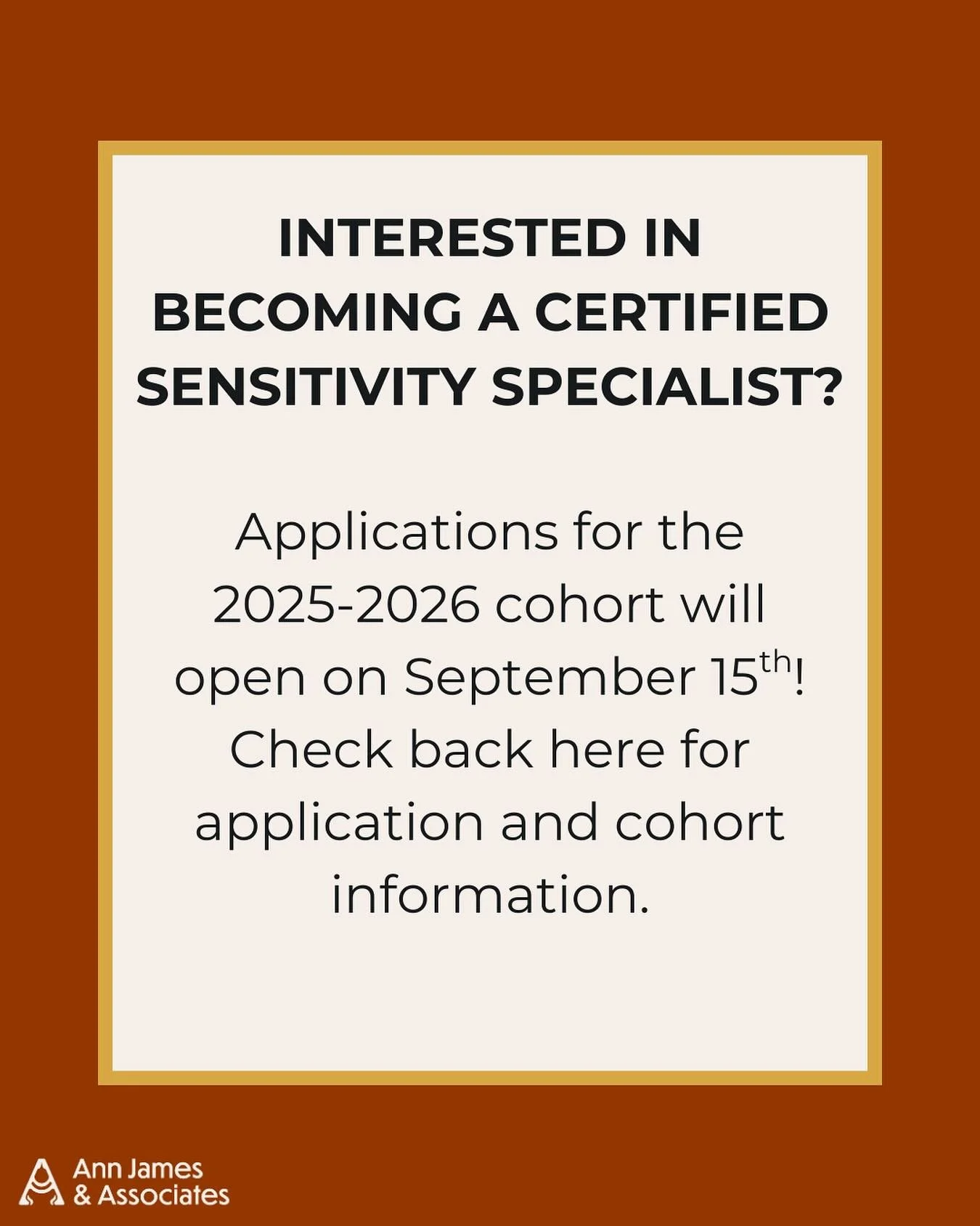 Are you interested in joining the next cohort of Certified Sensitivity Specialists? Check back here and on our website on September 15th when the applications open! More information to come about the application and training process in the next few w