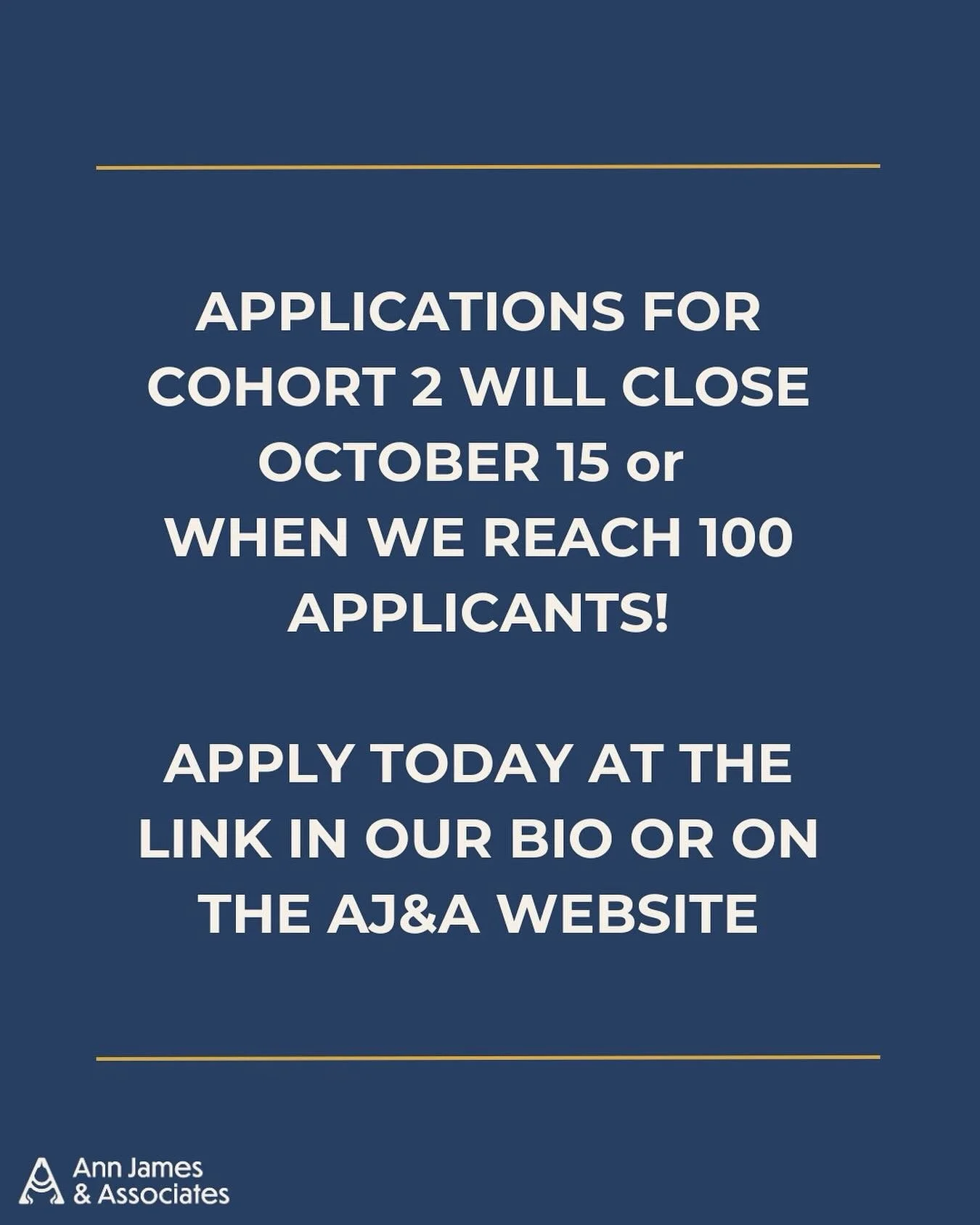 If you were thinking about applying, do so now! Applications may close before October 15 as we&rsquo;re nearing 100 applicants. Dm us with any questions and set aside a few minutes for that app! We can&rsquo;t wait to get to know you!