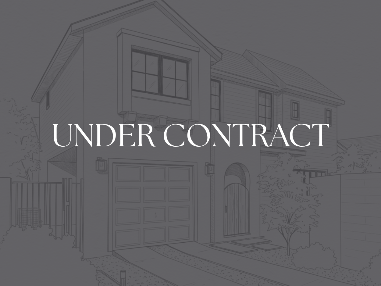 Line drawing of a two-story house with a garage, front door, and trees, overlaid with the text 'UNDER CONTRACT'.