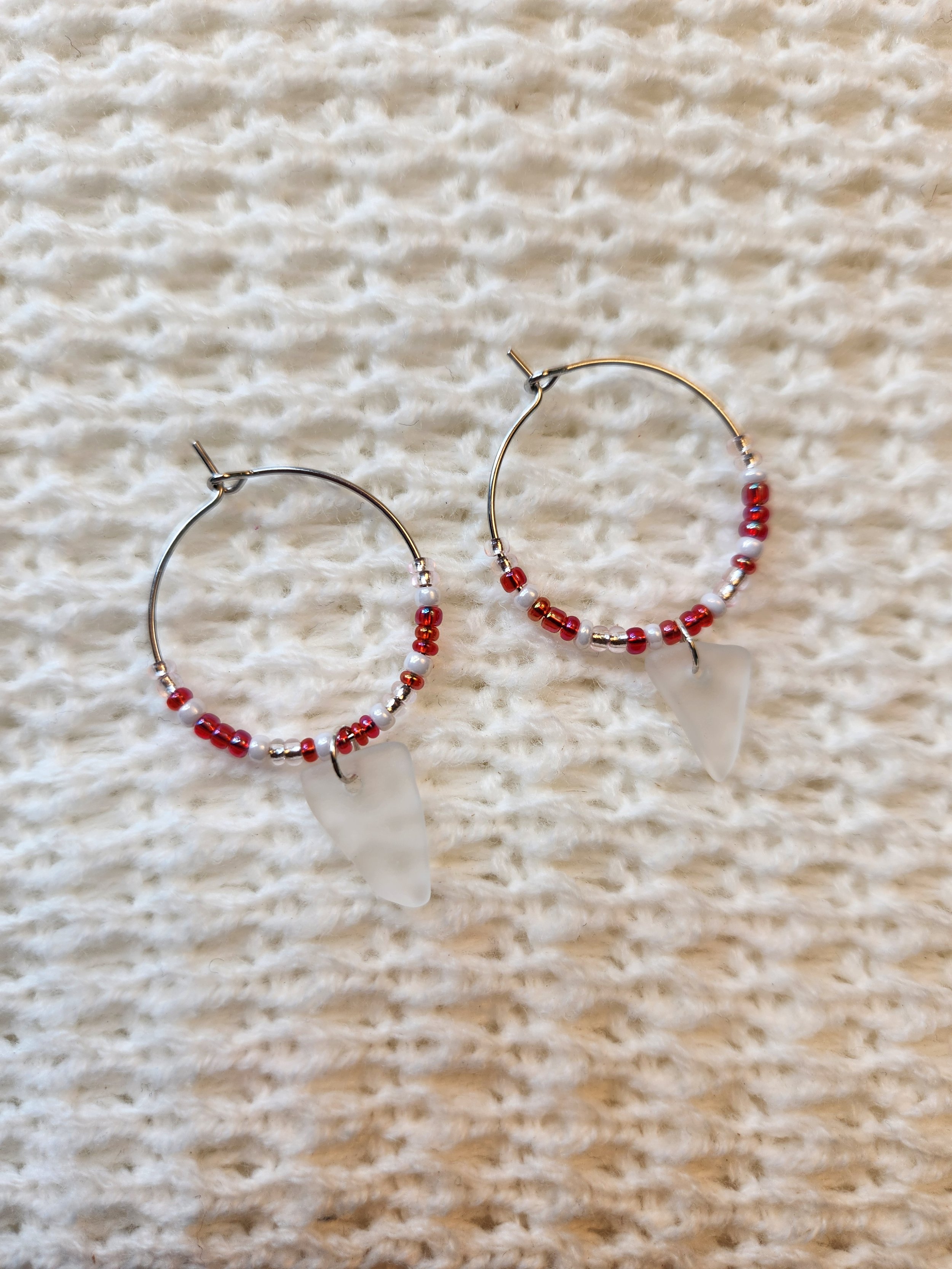 Wine Glass Charms White with Pink Beads
