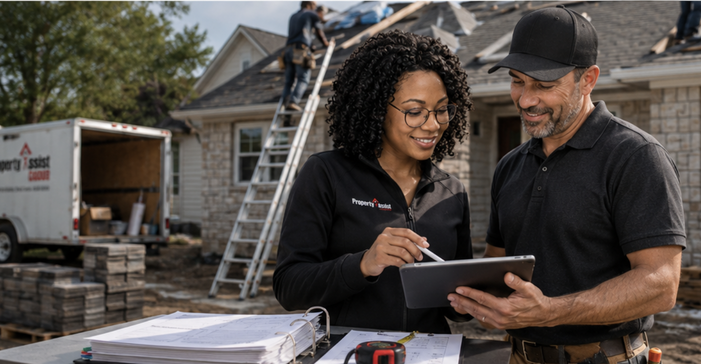 PropertyAssist Group team coordinating property documentation and project requirements