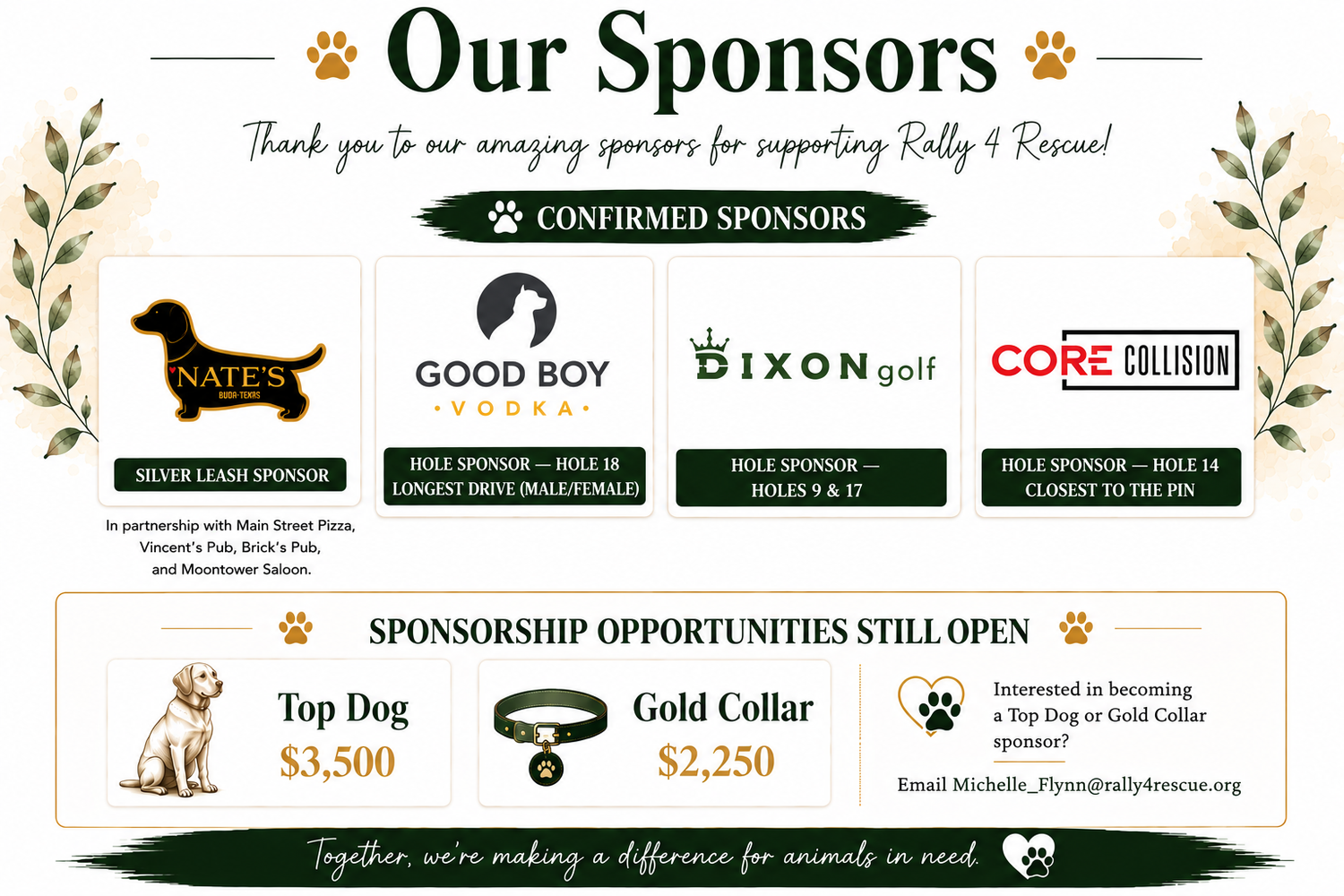 Rally 4 Rescue golf tournament sponsors
