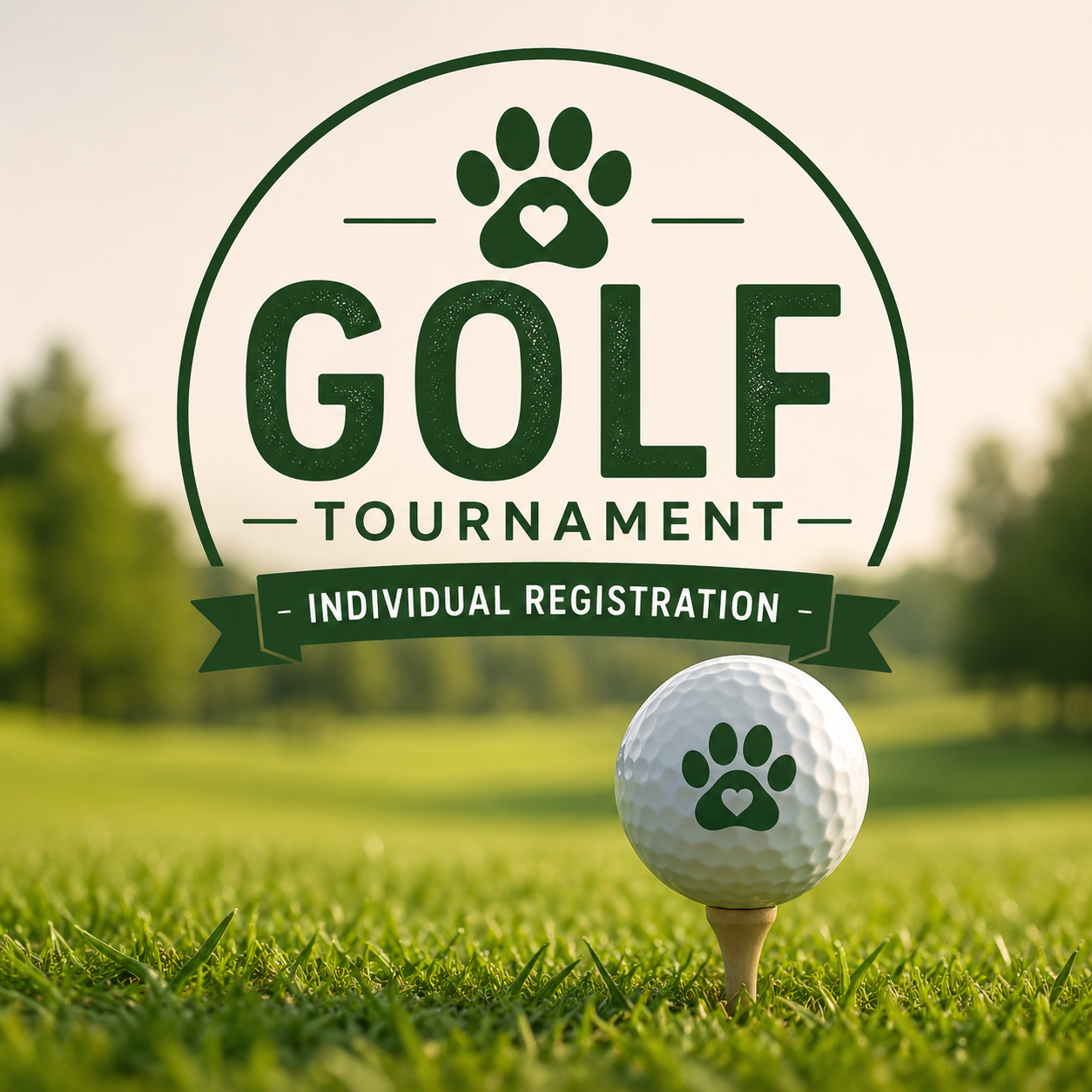 Individual registration graphic — Golf Tournament, paw print golf ball