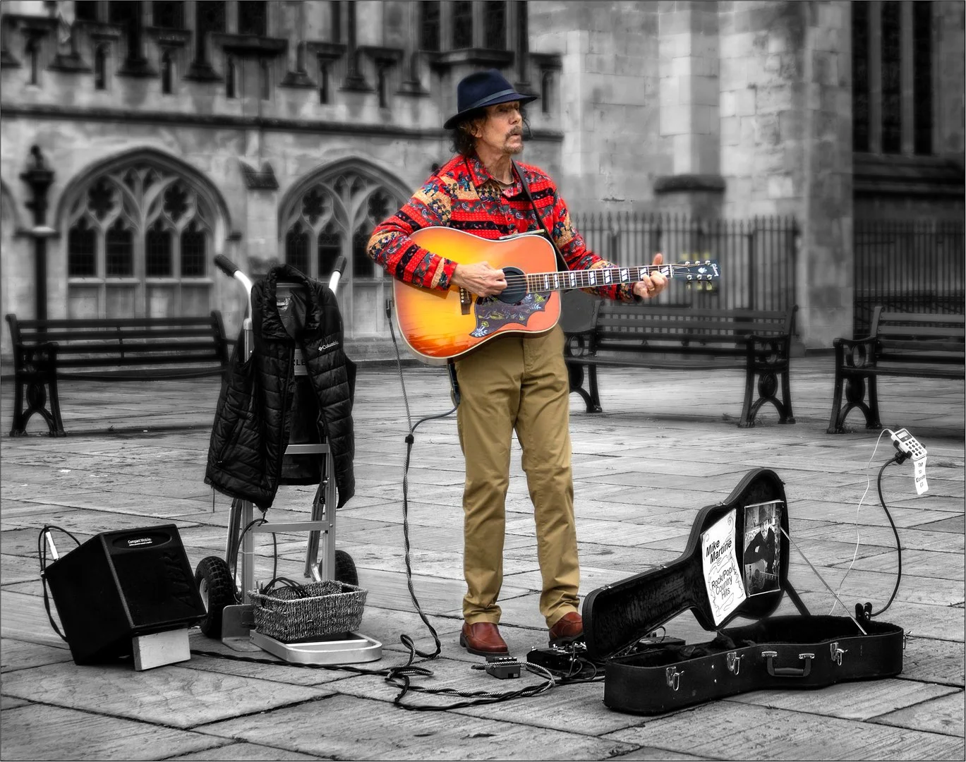 A busker in glastonbury - Maragaret Churchill