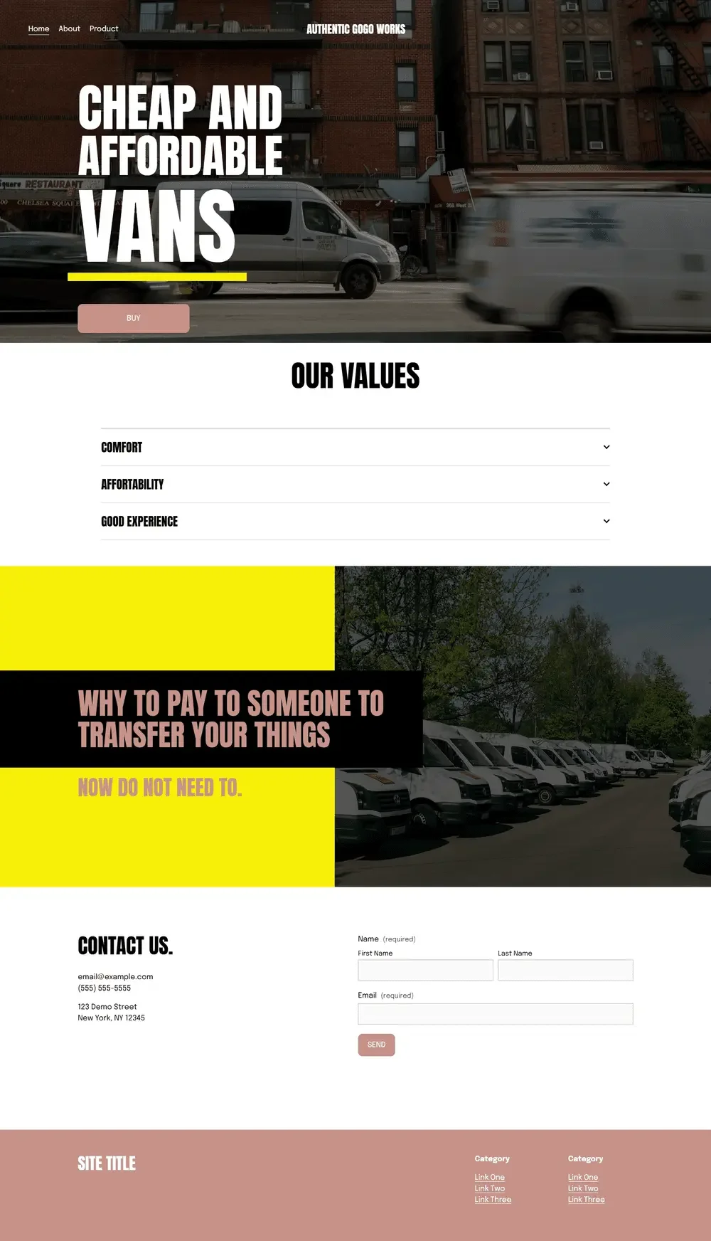 Website for Van Selling Company