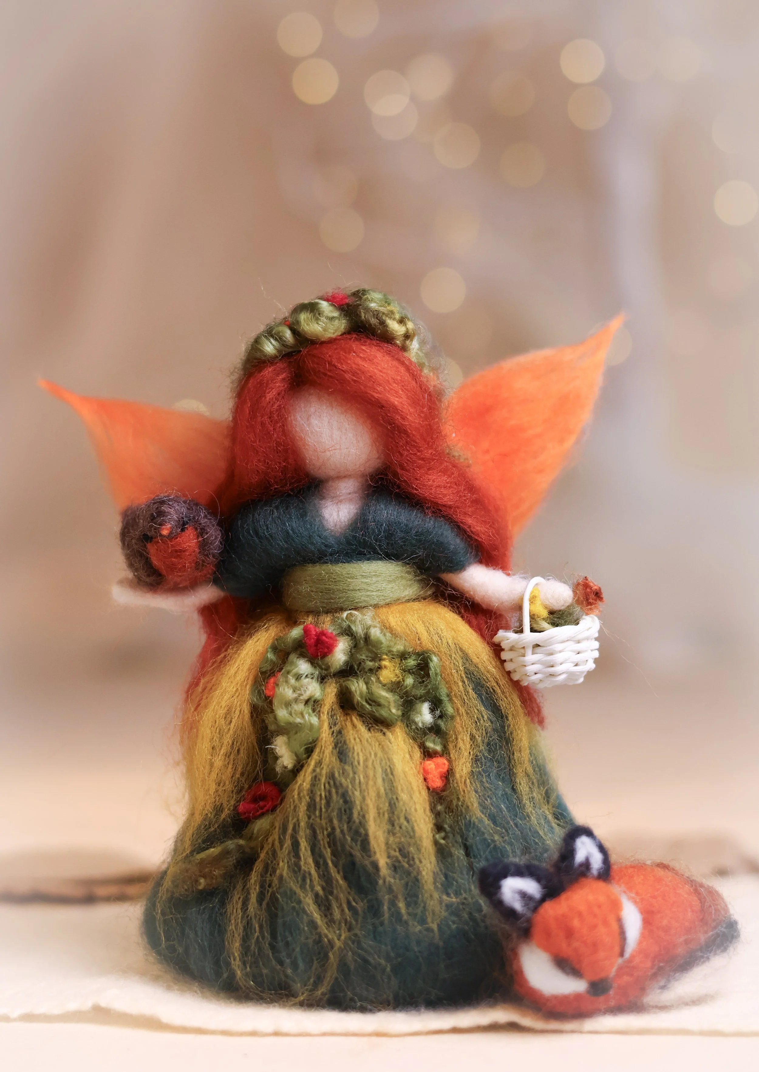 Lirilia, Autumn Woodland Fairy with Robin & Basket