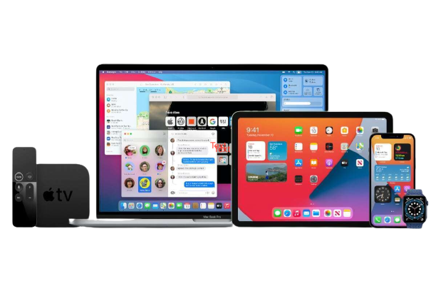 Apple product family — Mac, iPhone, iPad, Apple Watch and Apple TV