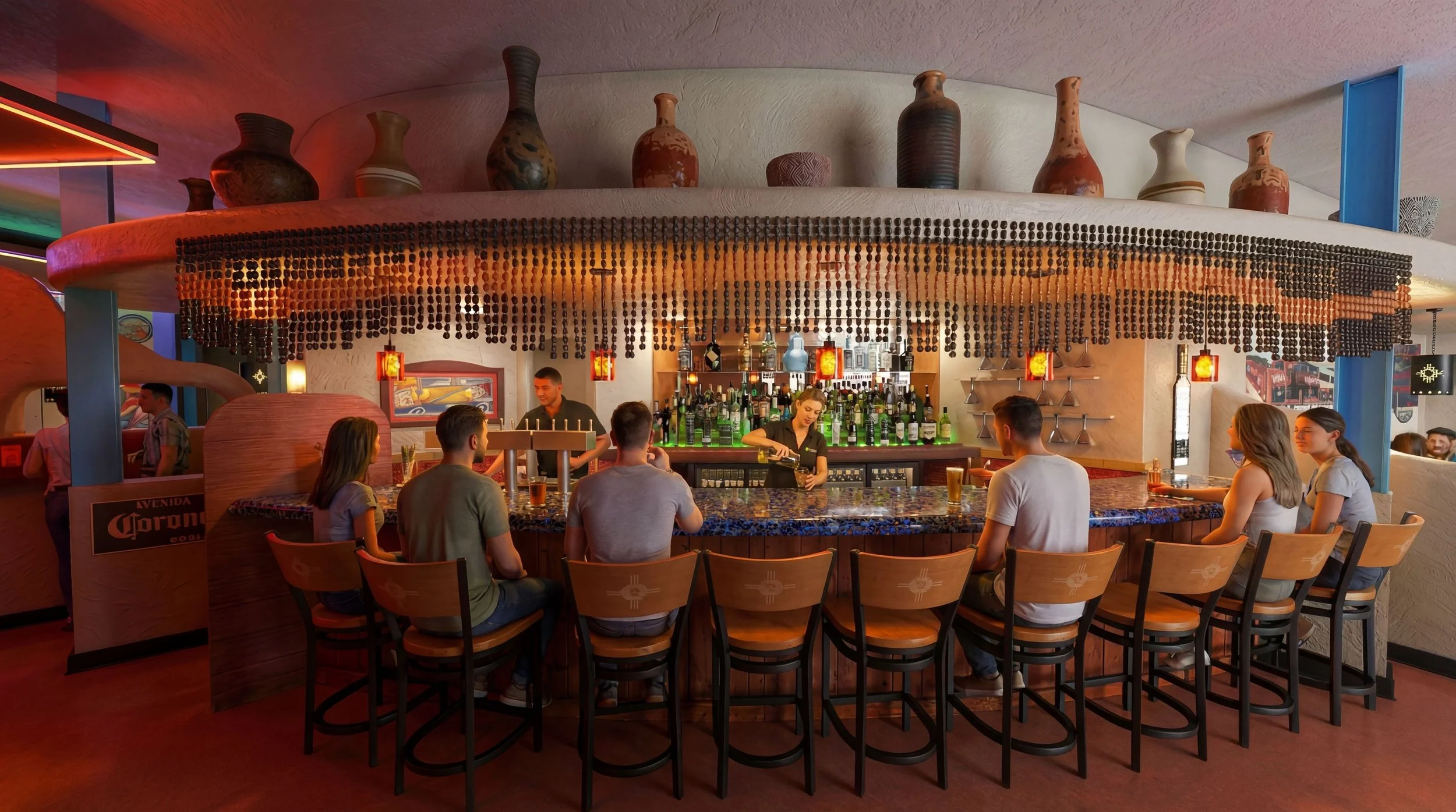 Interior rendering and visualization service of a bar and restaurant in East Lansing, Michigan.