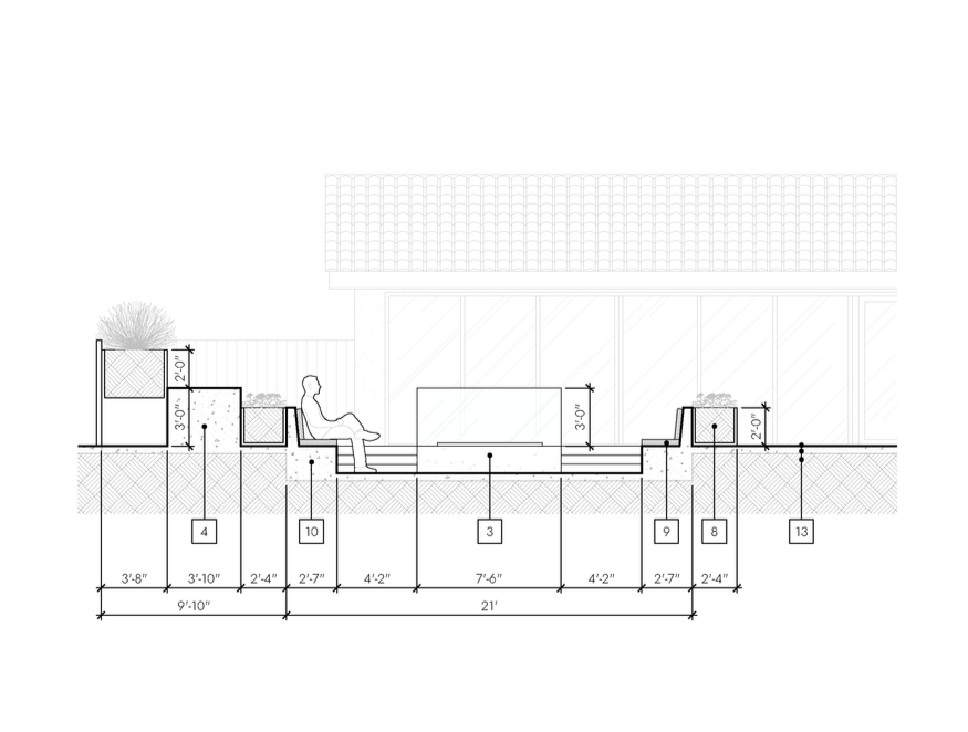 Architectural drawing of a section as part of set of construction documentation. Single Family Design.