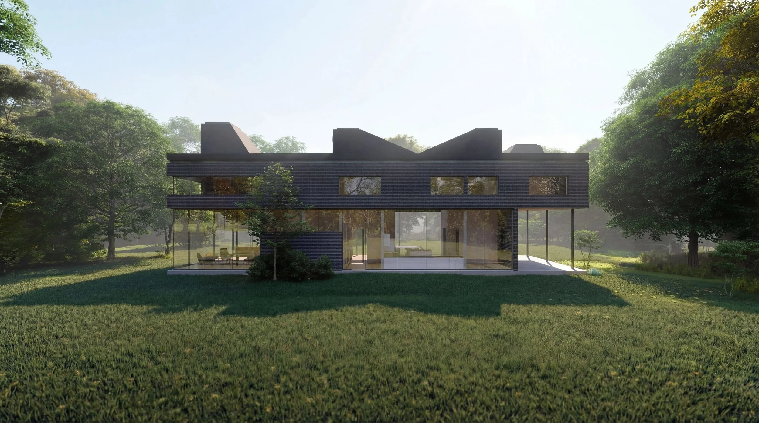 Modern Residential architectural design, Okemos, Michigan. Contemporary single family design.