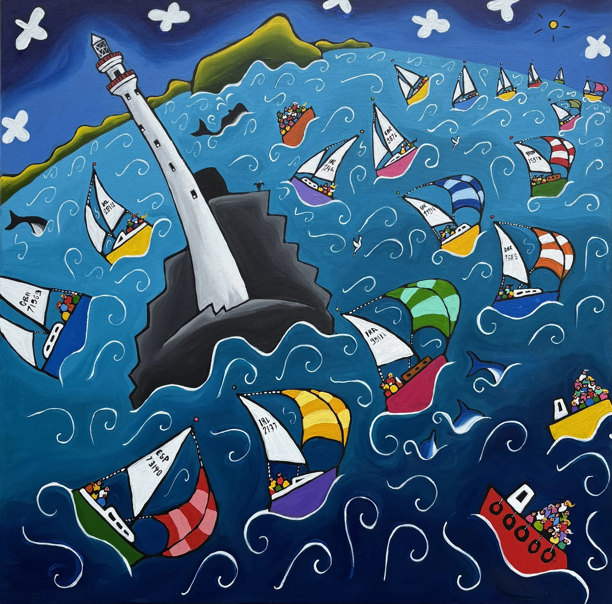 "Rounding the Fastnet" - 80cm x 80cm at the Yellow Door, Baltimore
