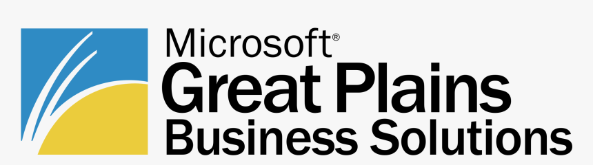 Microsoft Great Plains Business Solutions logo with blue, yellow, and black text.