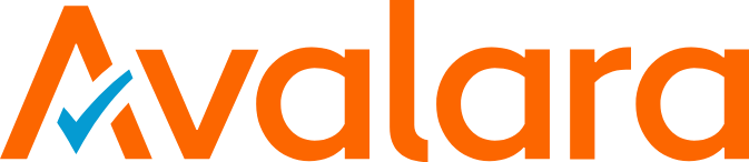 The Avalara logo in orange and blue text on a black background.