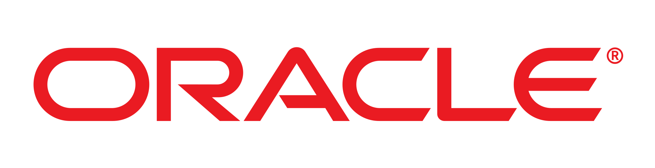 Oracle logo in red and black with the word 'ORACLE' in bold red letters.