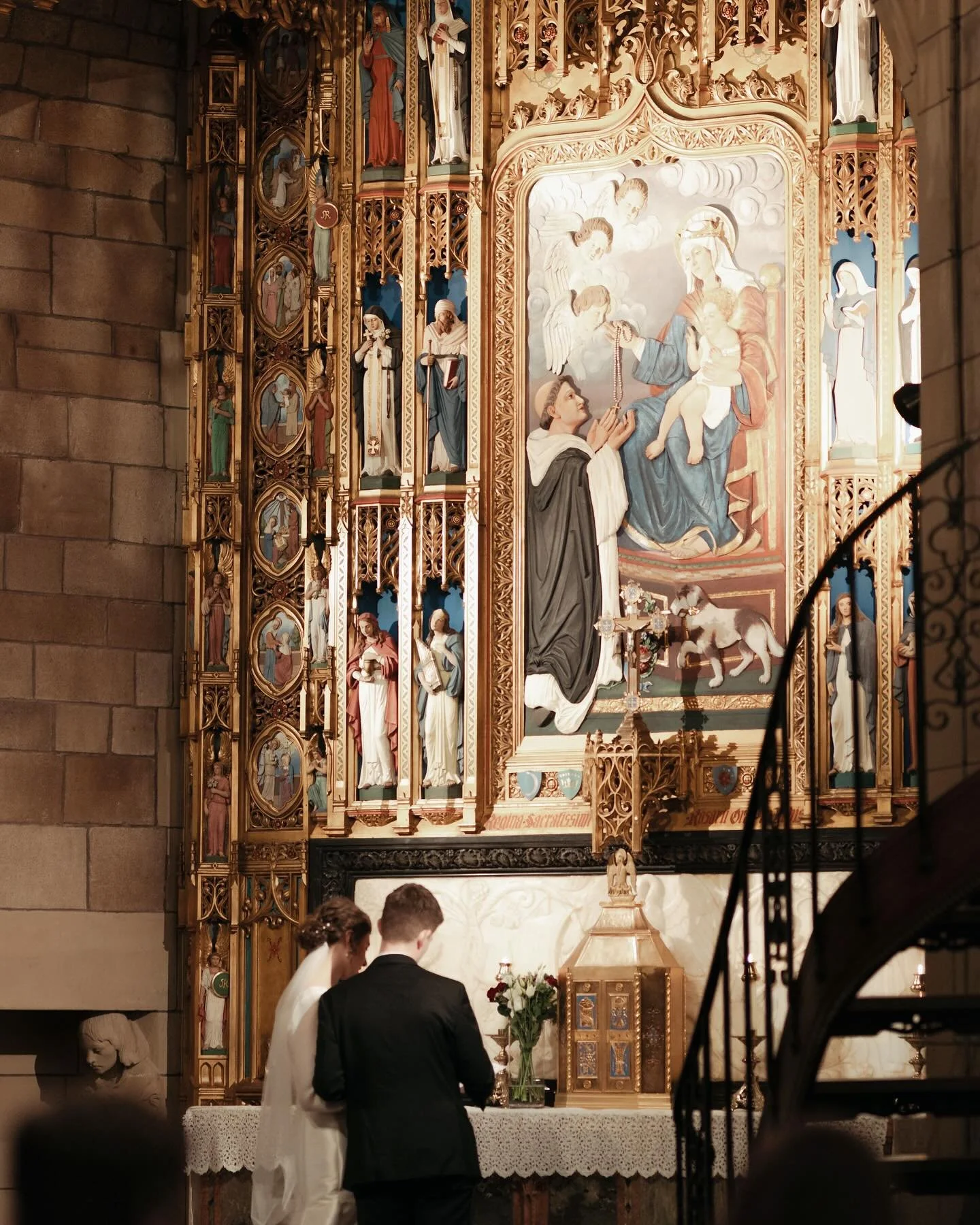 My favorite part of the wedding Mass is the devotion to Mary 🌹

Many couples choose to honor Mary during their ceremony by placing flowers at her altar and taking a moment of prayer to entrust their marriage to her💕

Would you include this beautifu