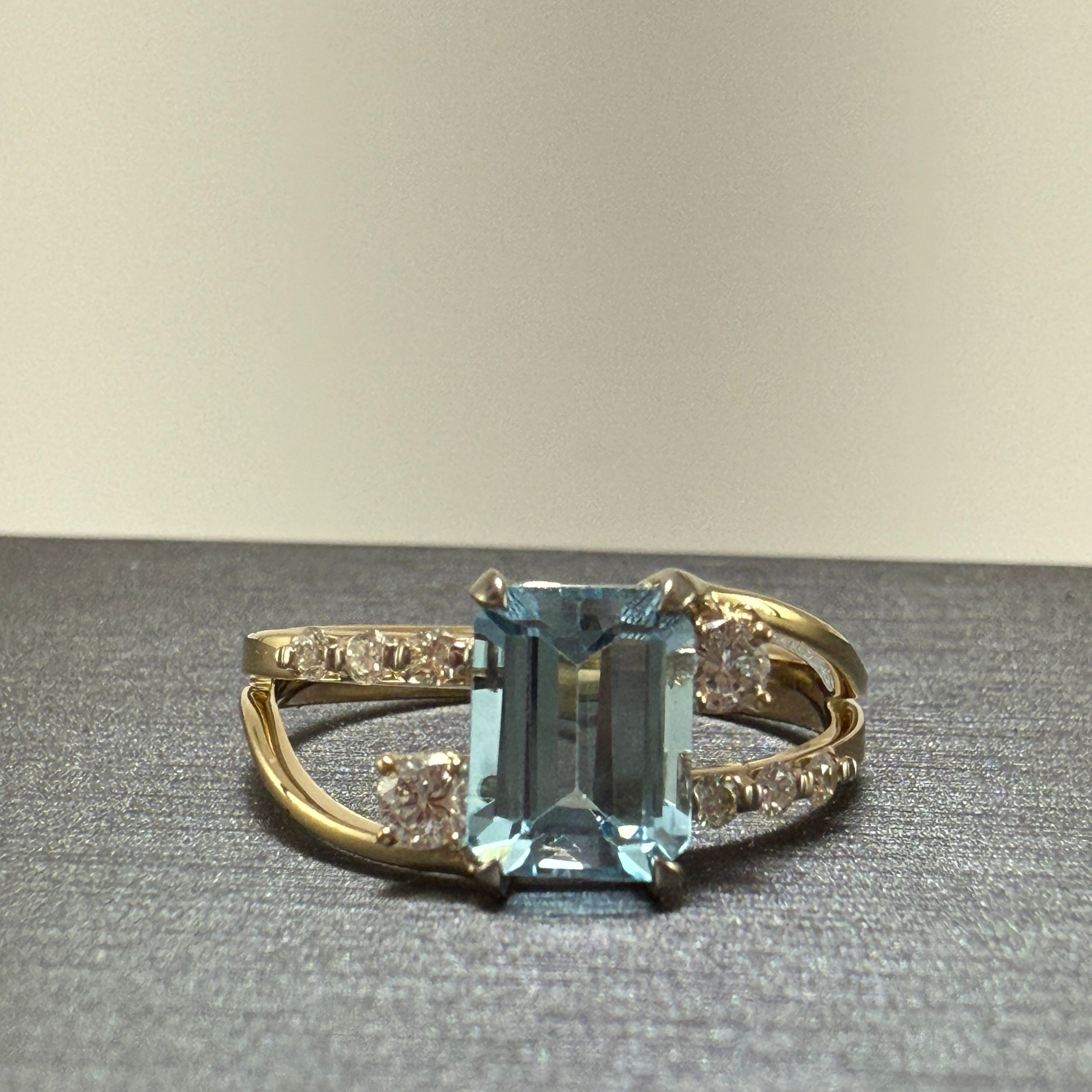 Aqua Ring with Diamonds