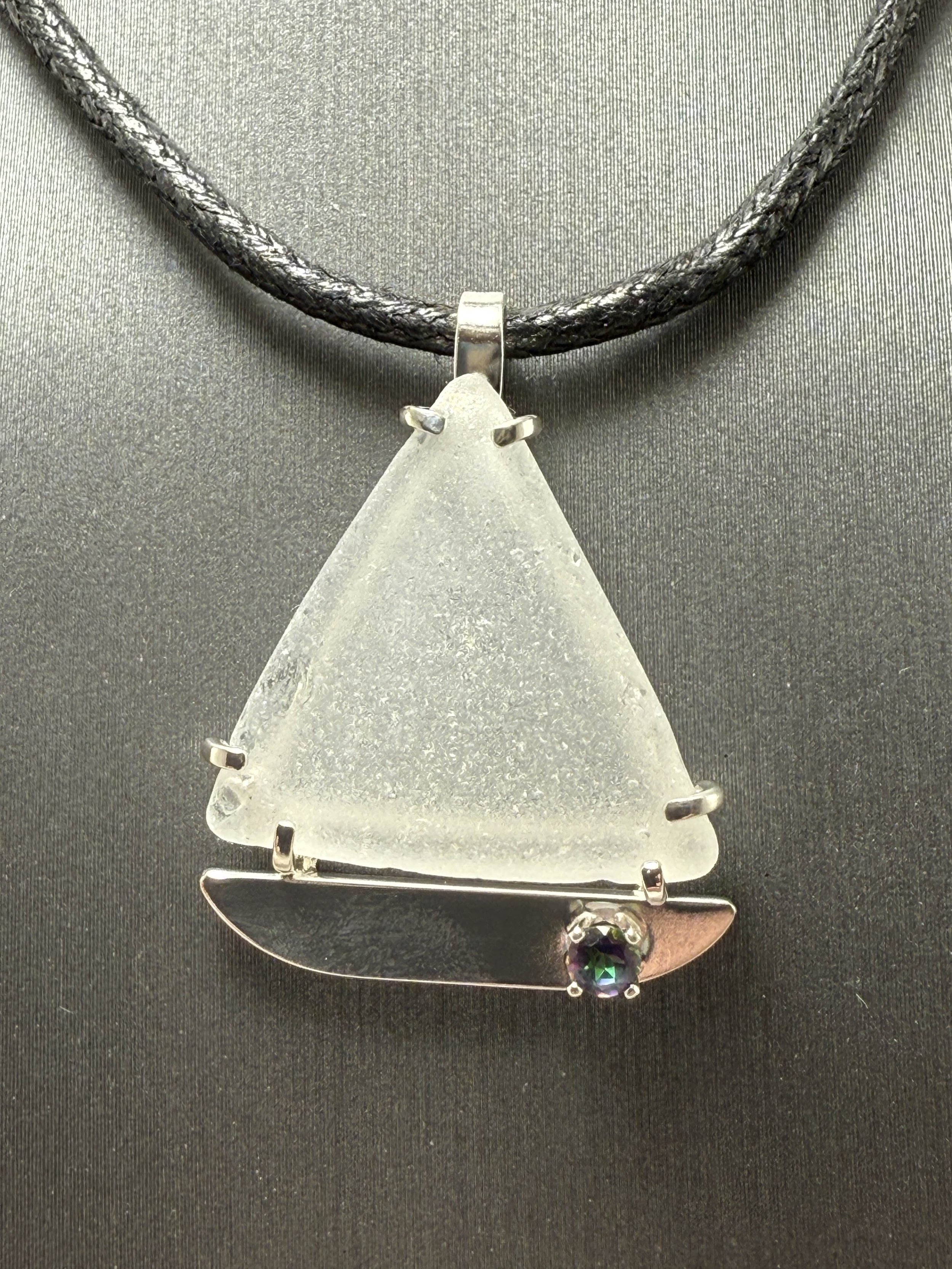 Sea Glass Sailboat Pendant