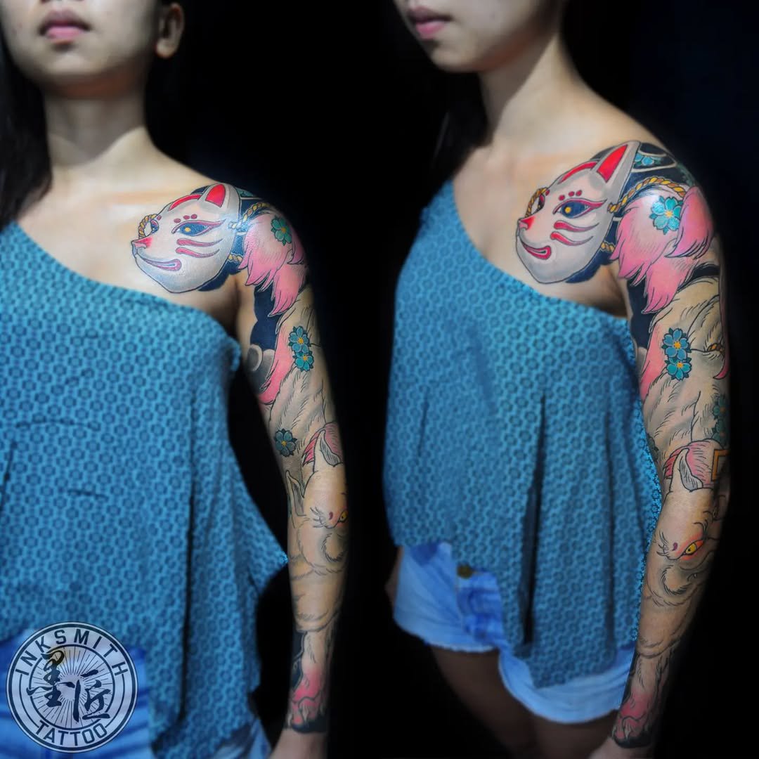 Kitsune armsleeve project on @joeyjyt._Thanks for the trust! •I'll be attending the following tattoo conventions for 2022.@amsterdamtattooconvention-16th-18th Sep@tattoo_convention_berlin-23rd-25th Sep@internationaltattooexporome-1st-2n.jpg