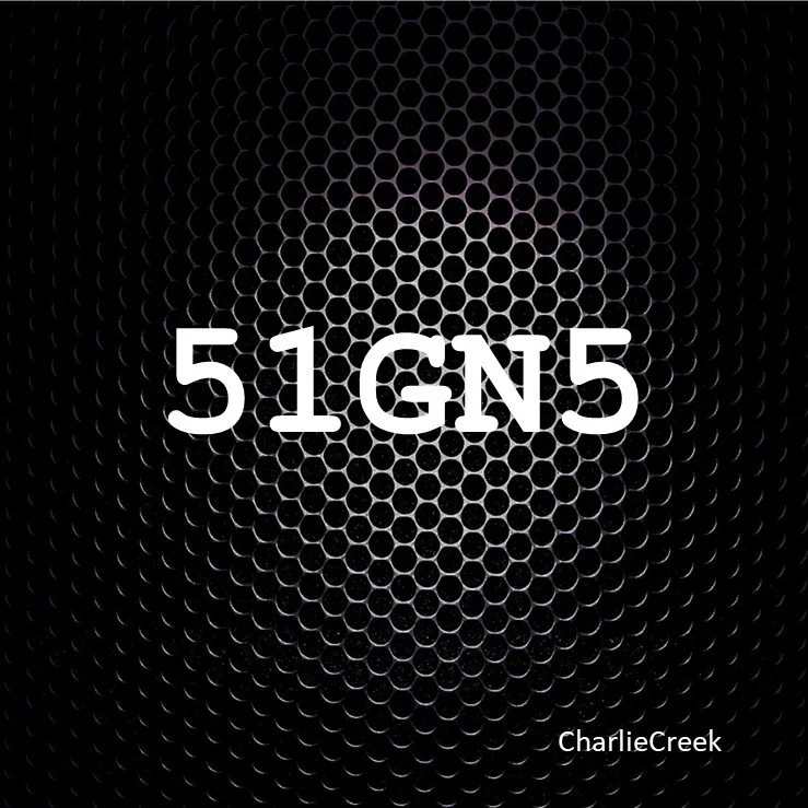 A black background with a honeycomb pattern and the text '51 GNS' in white. The word 'CharlieCreek' is in small font at the bottom right corner.