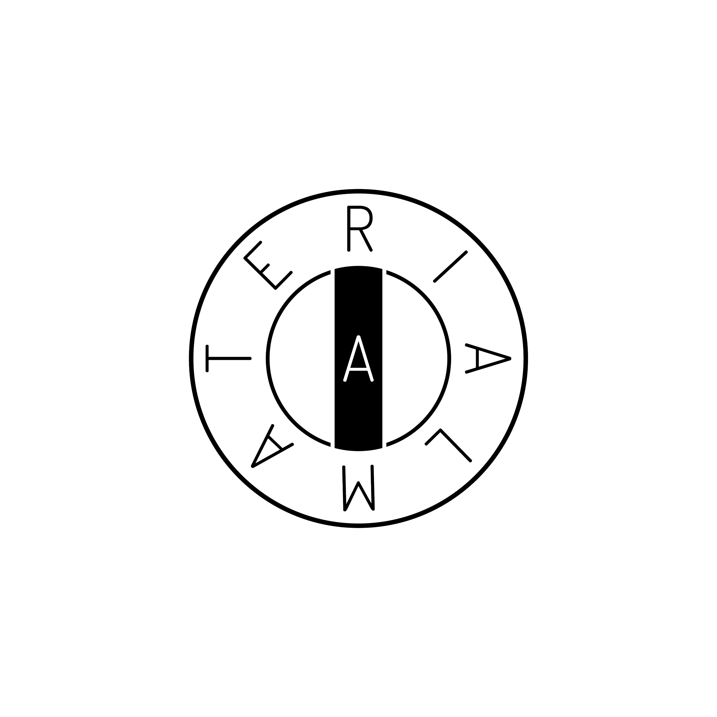 Circular logo with the word 'MATERIAL' surrounding a central letter 'A'