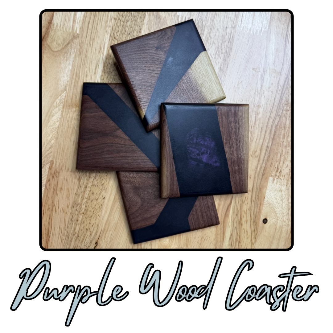 Dark Purple Epoxy + Wood Coasters