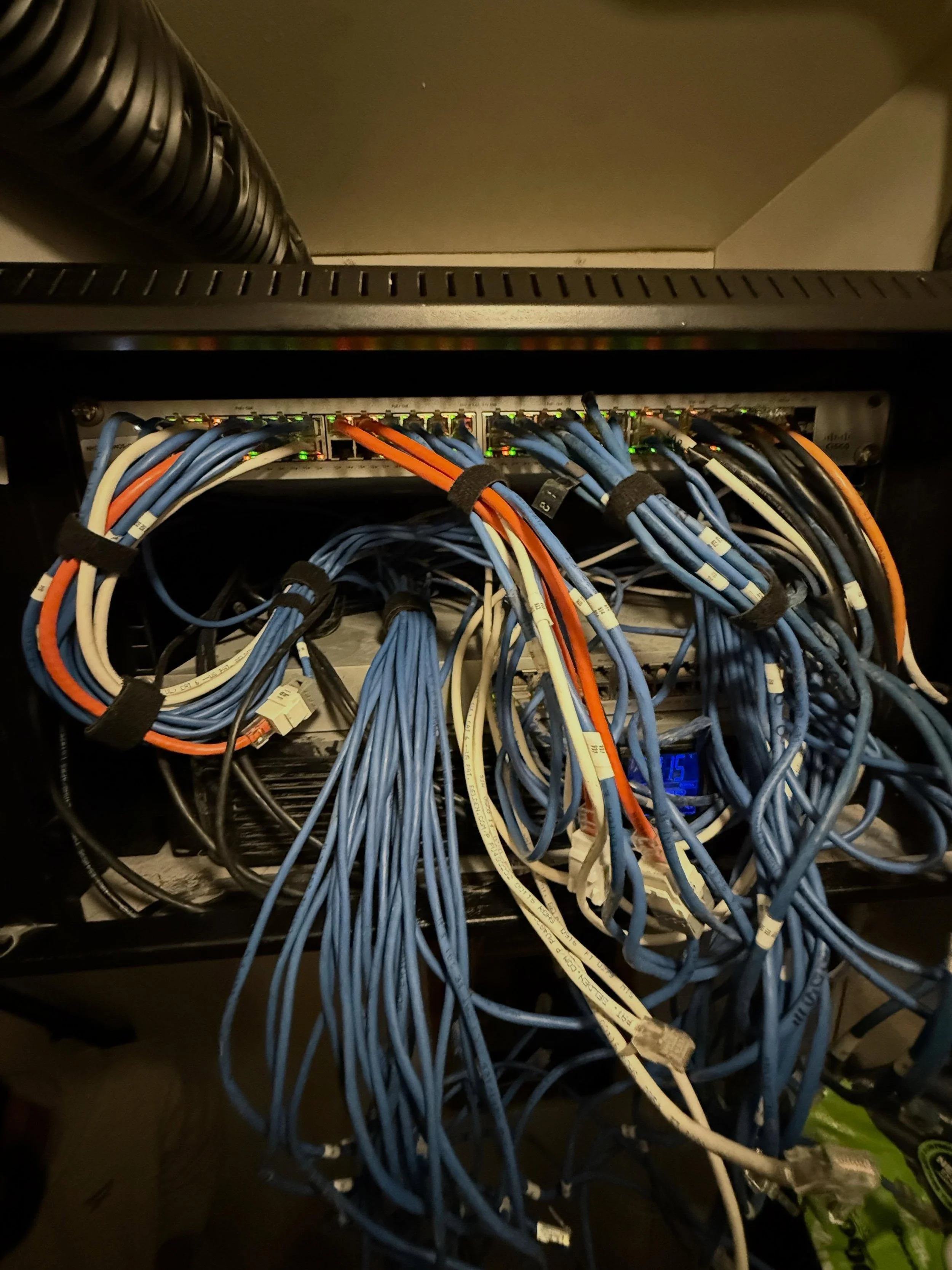 Commercial hotel network rack cleanup completed by IMS IT Solutions

This project involved reorganizing and cleaning up an existing hotel low-voltage and network rack to improve reliability, serviceability, airflow, and future scalability.

Scope of 