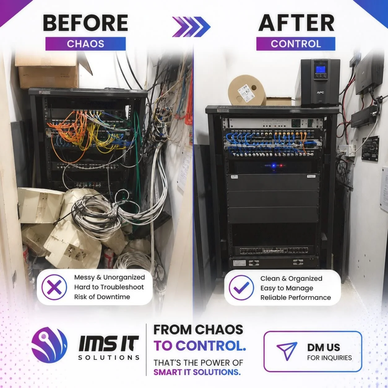 From cable chaos to clean infrastructure ⚡️

A properly organized network doesn&rsquo;t just look better &mdash; it performs better.

✔️ Easier troubleshooting
✔️ Better reliability
✔️ Cleaner management
✔️ Less downtime

DM us for inquiries 📩

#its