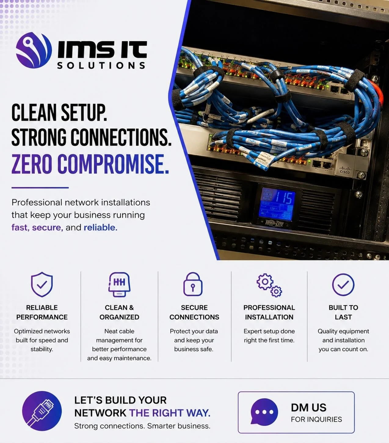 From cable chaos to clean, reliable infrastructure ⚡️

A properly organized network isn&rsquo;t just about looks &mdash; it means better performance, easier troubleshooting, stronger reliability, and a system built to scale with your business.

At IM