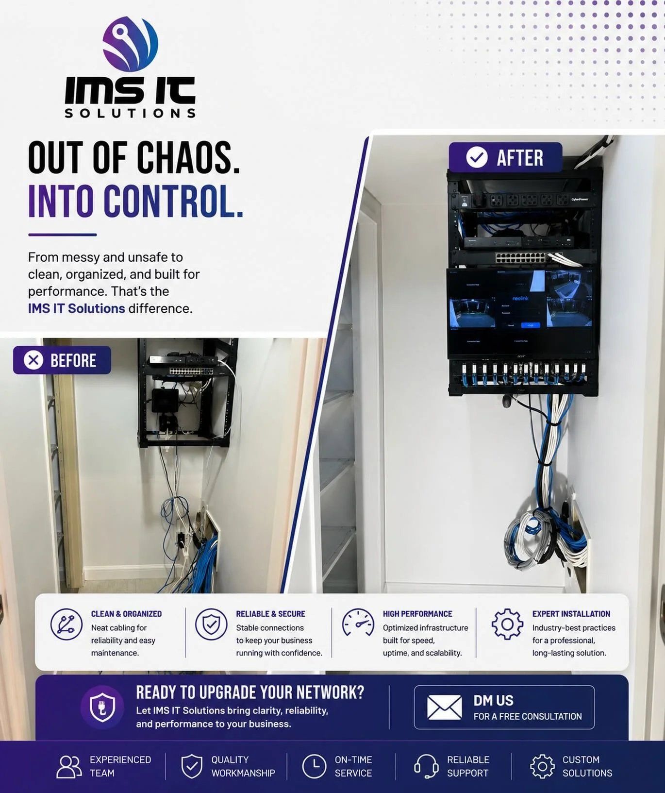 A clean network isn&rsquo;t just about appearance&mdash;it&rsquo;s about performance, reliability, and peace of mind.

From tangled cables and cluttered equipment to a professionally organized infrastructure, this transformation showcases the differe