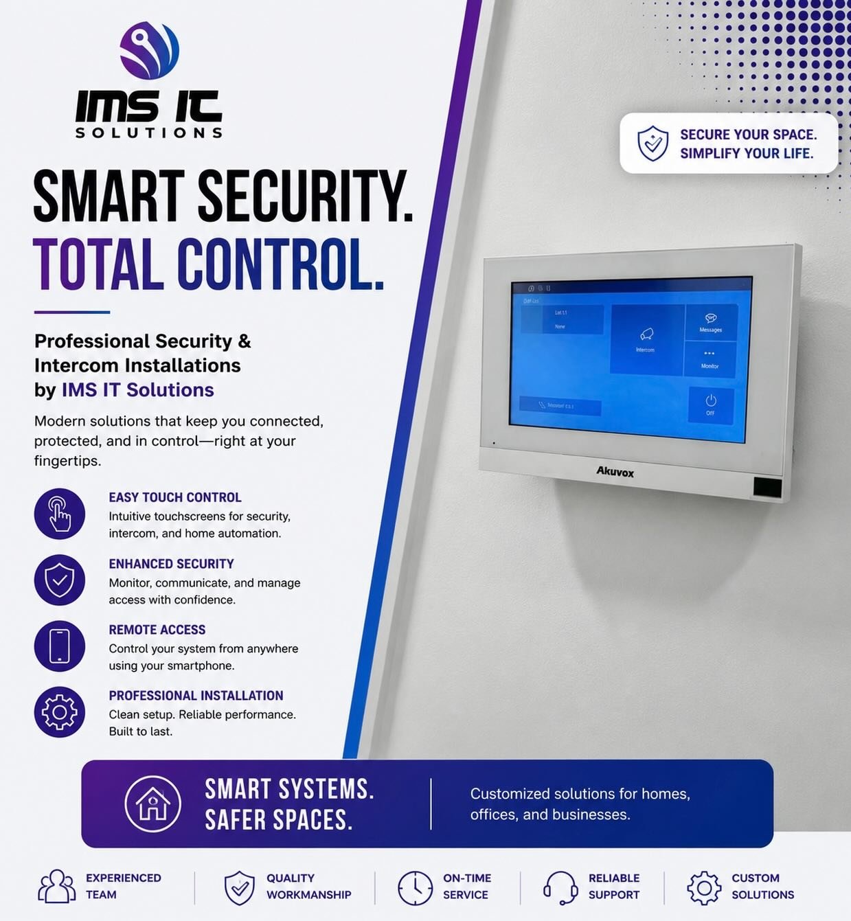 Smarter security starts at the front door. 🔐

Our professionally installed intercom and access control systems give you instant communication, enhanced security, and complete control of who enters your property.

Whether it&rsquo;s a home, apartment