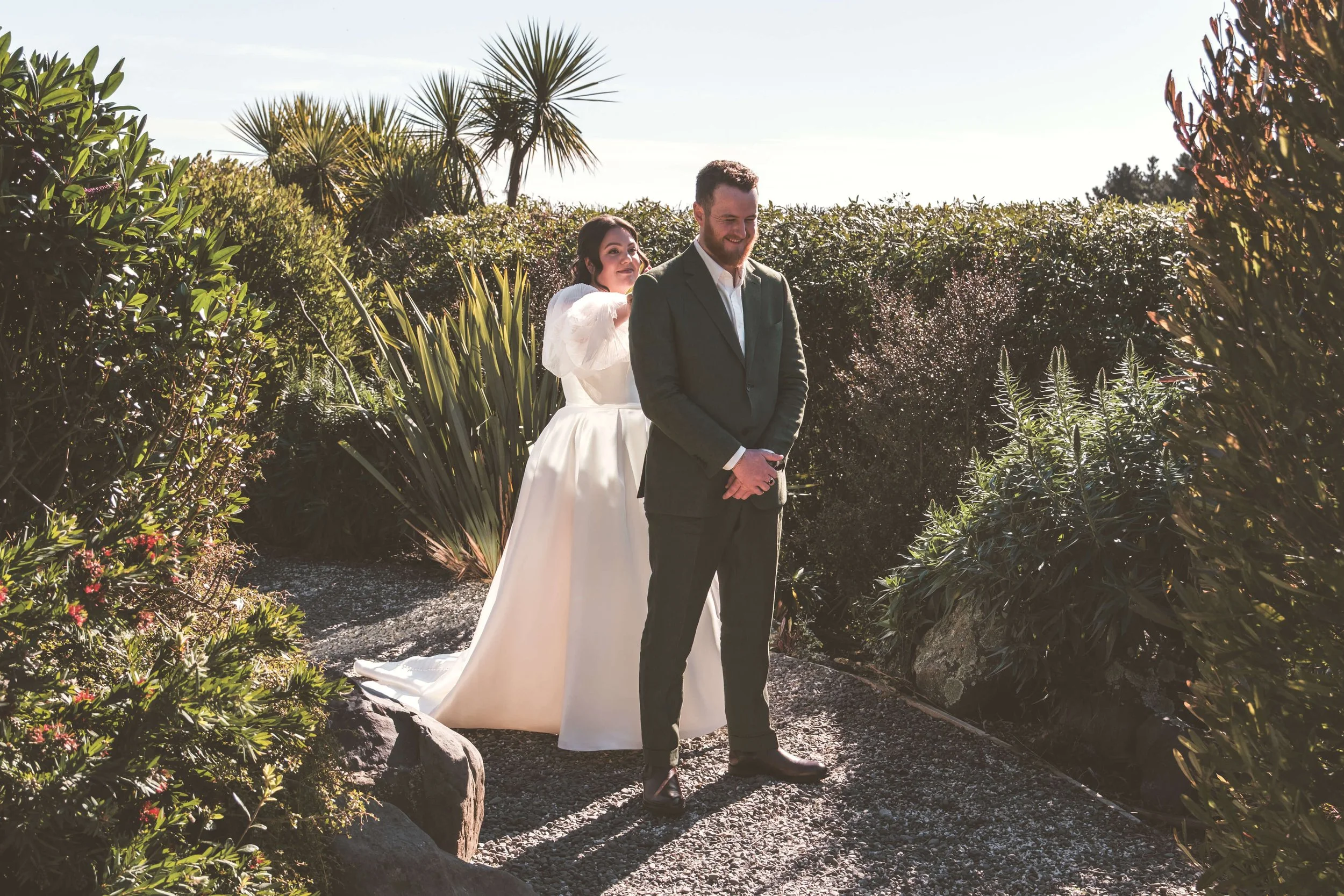 Engagement shoot and first look photography at a New Zealand wedding venue