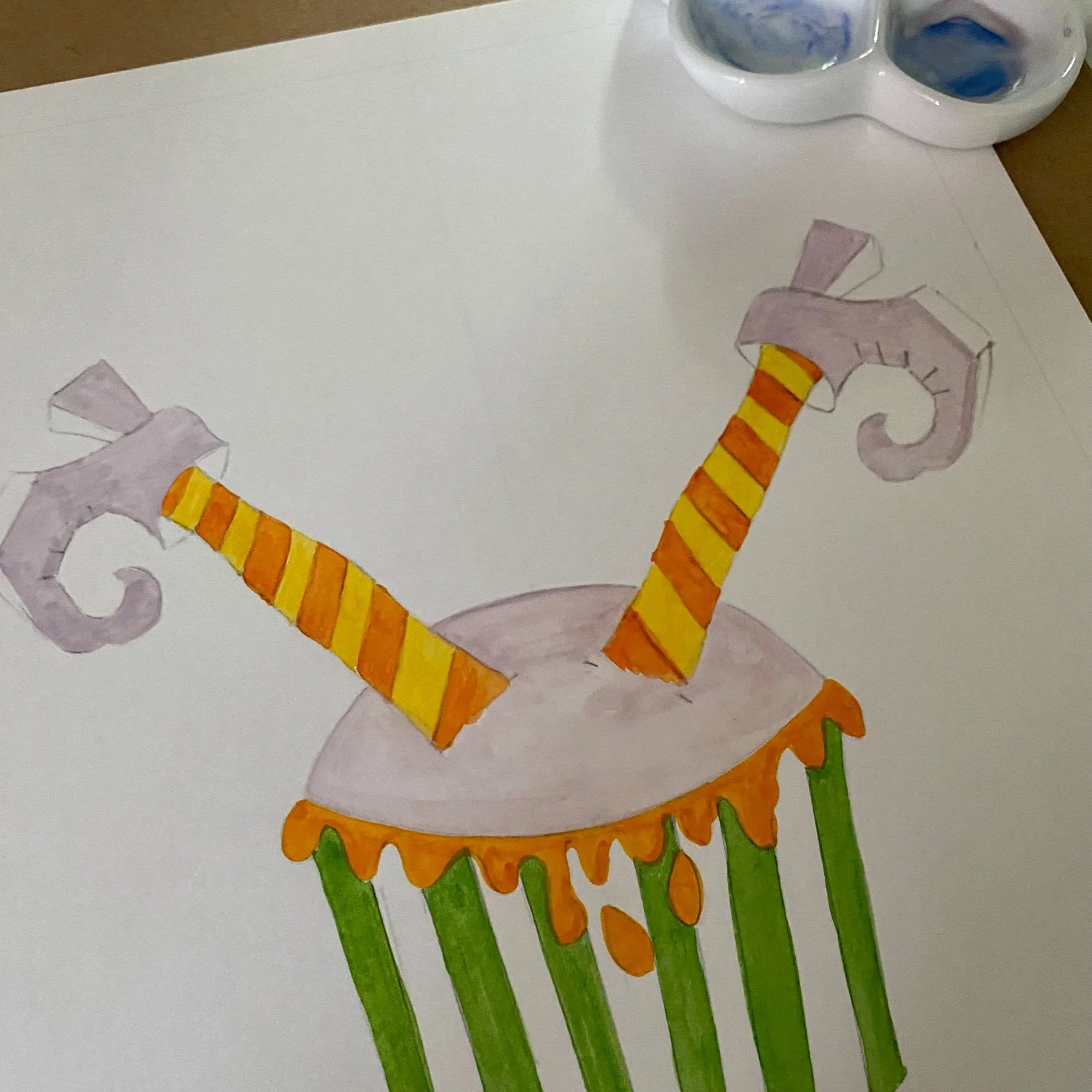 Work in Progress, Halloween Witch Cupcake Illustration