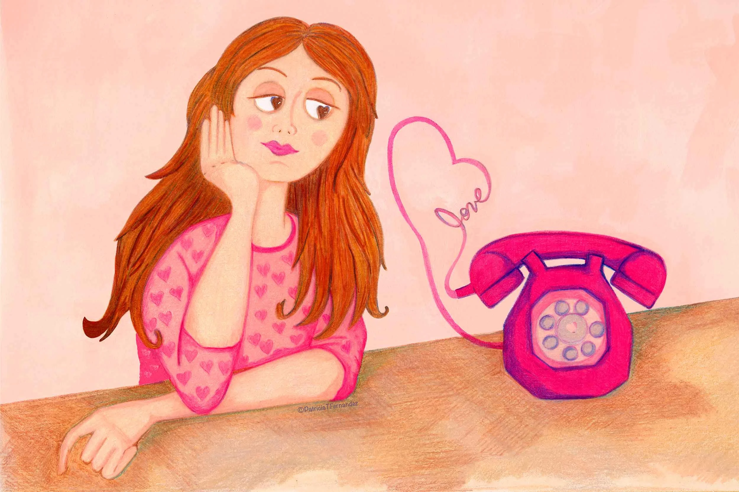 Valentines Love at First Sight, Gouache Illustration