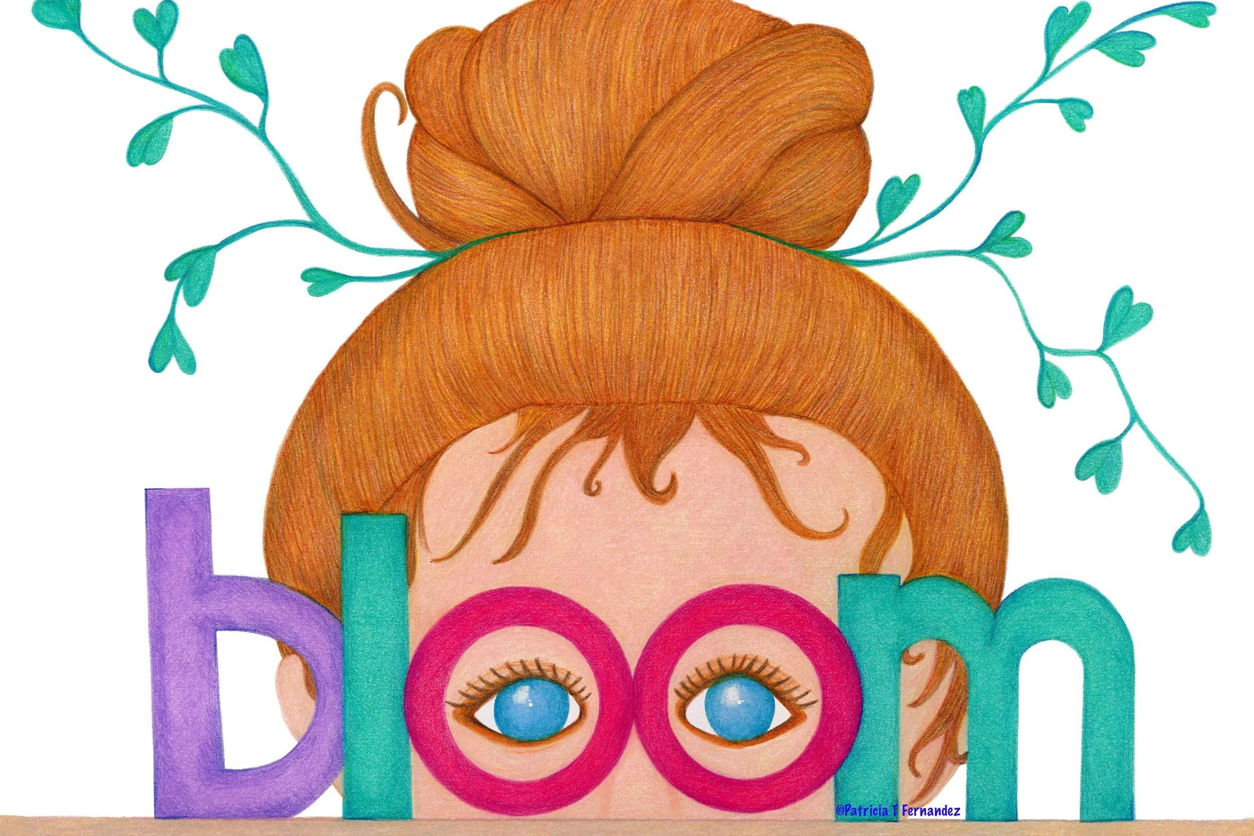 Bloom Into Spring Girl, Color Pencils Illustration