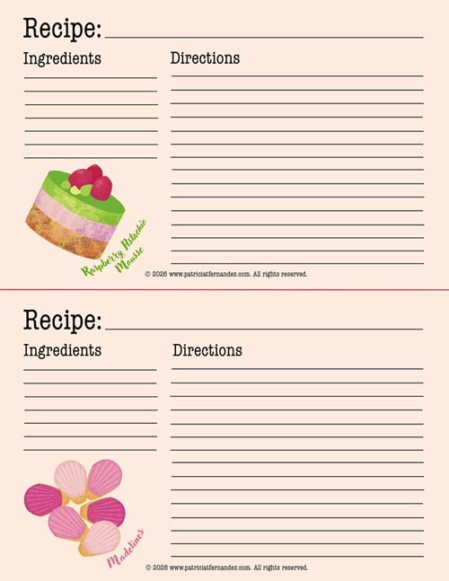La Patisserie Recipe Cards - Raspberry Pistachio Mousse & Madelines