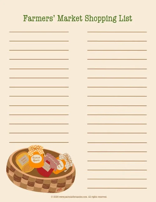 Farmers' Market Shopping List - Mermelade & Honey