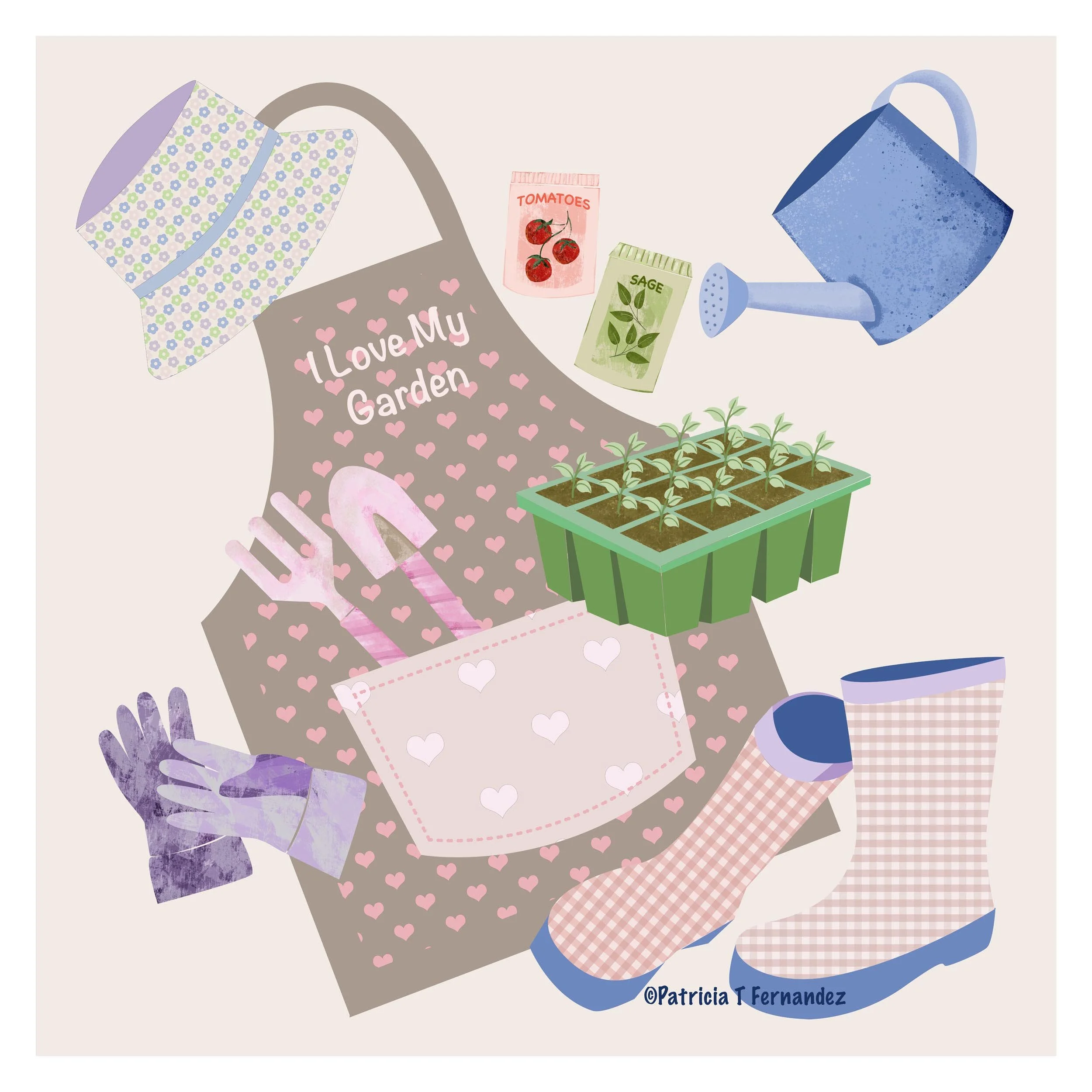 Gardening Tools, Digital illustration