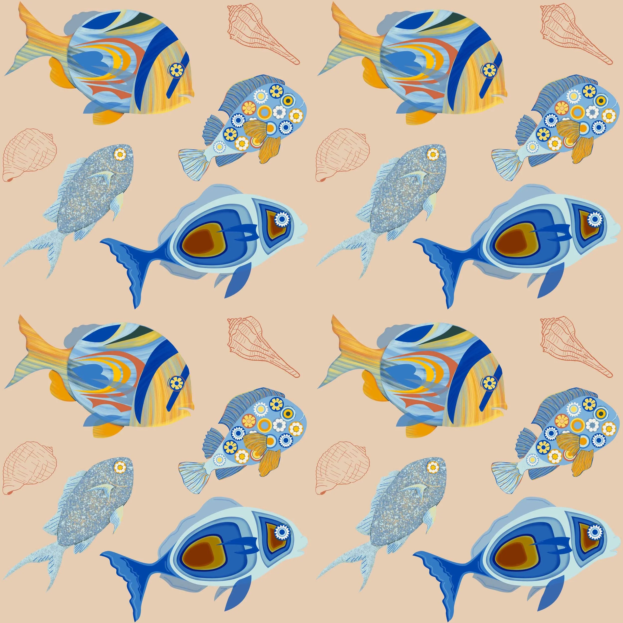 Mediterranean Hues Murano Inspired Fish