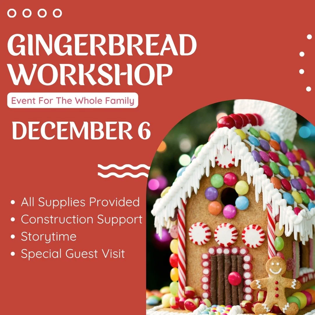 Join us for a gingerbread decorating workshop designed for children, families, friends, and neighbors of all ages.

We&rsquo;ll provide everything you need to bring your gingerbread vision to life, from icing to structure supports to colorful candy d