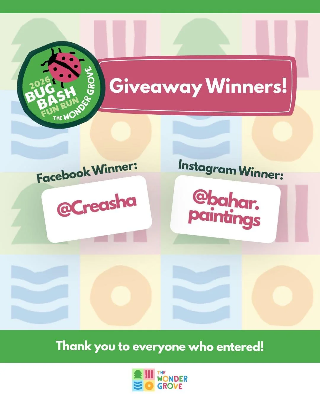 🐛🎉 And the Bug Bash giveaway winners are&hellip;

Congratulations to bahar.paintings and Creasha Cjay Crowell &mdash; you&rsquo;ve each won a Family 4-Pack to the Bug Bash Fun Run! 🦋 We will message you the details shortly.

We&rsquo;re so gratefu