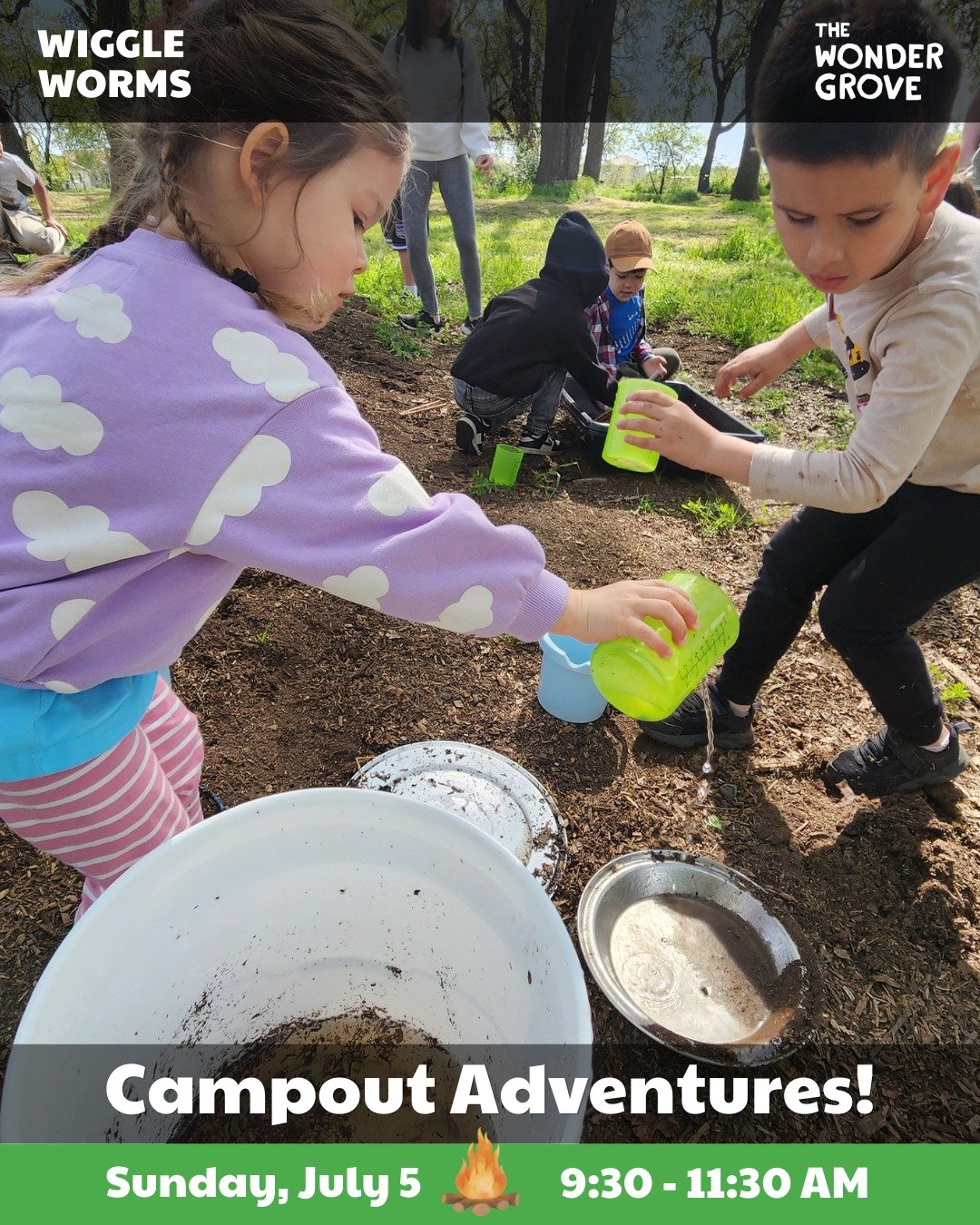 🏕️ HAPPY CAMPERS! 🎣🔥

Looking for a low-key way to get the wiggles out after a night of fireworks and festivities? Join us for a camping-themed morning of neighborhood nature play at Wiggle Worms!

We'll be:
🎣 "Fishing" for fun
⛺ Buildi