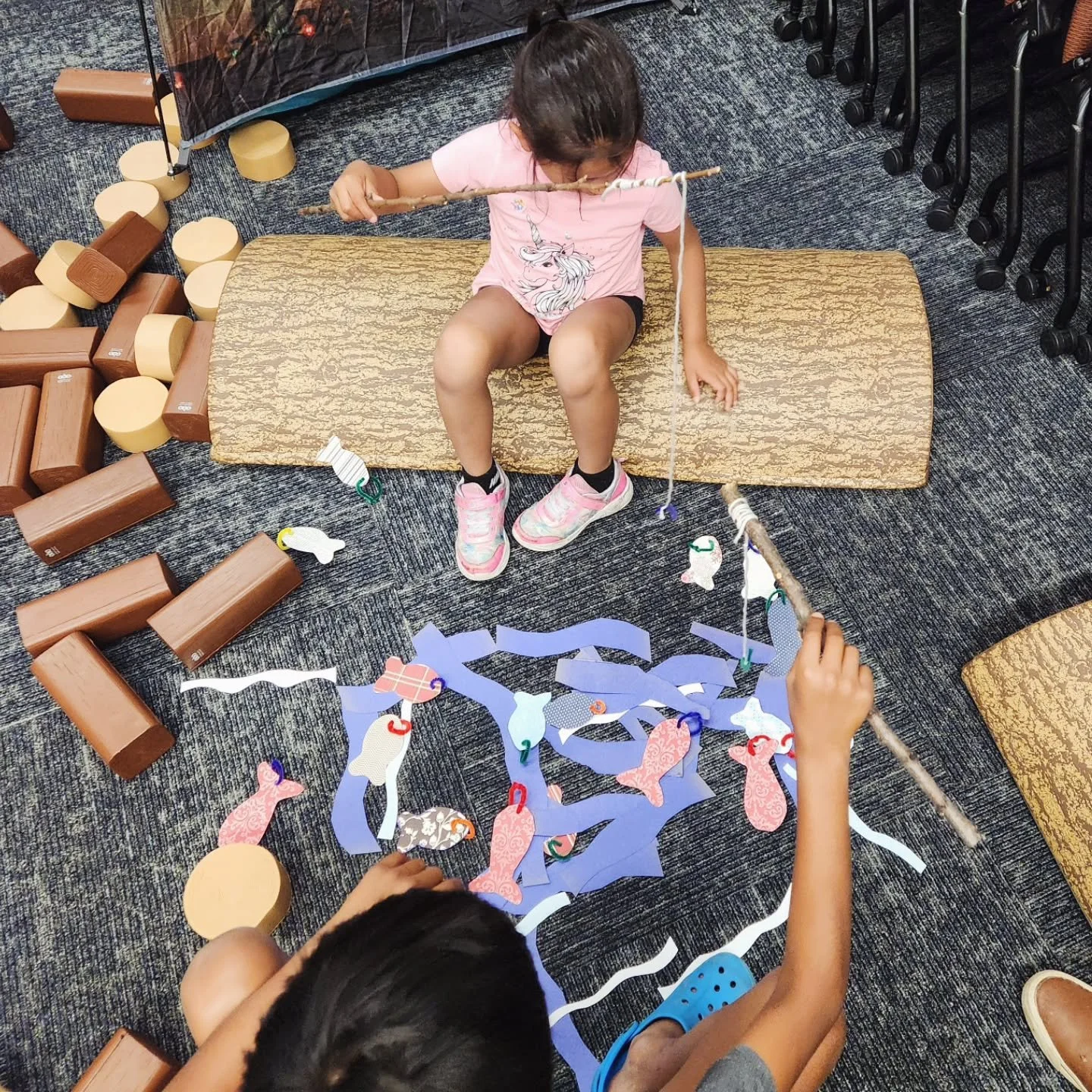 It's not everyday you get to fish inside the library! We had a blast sending off all the well-loved stuffies for sleep away camp.