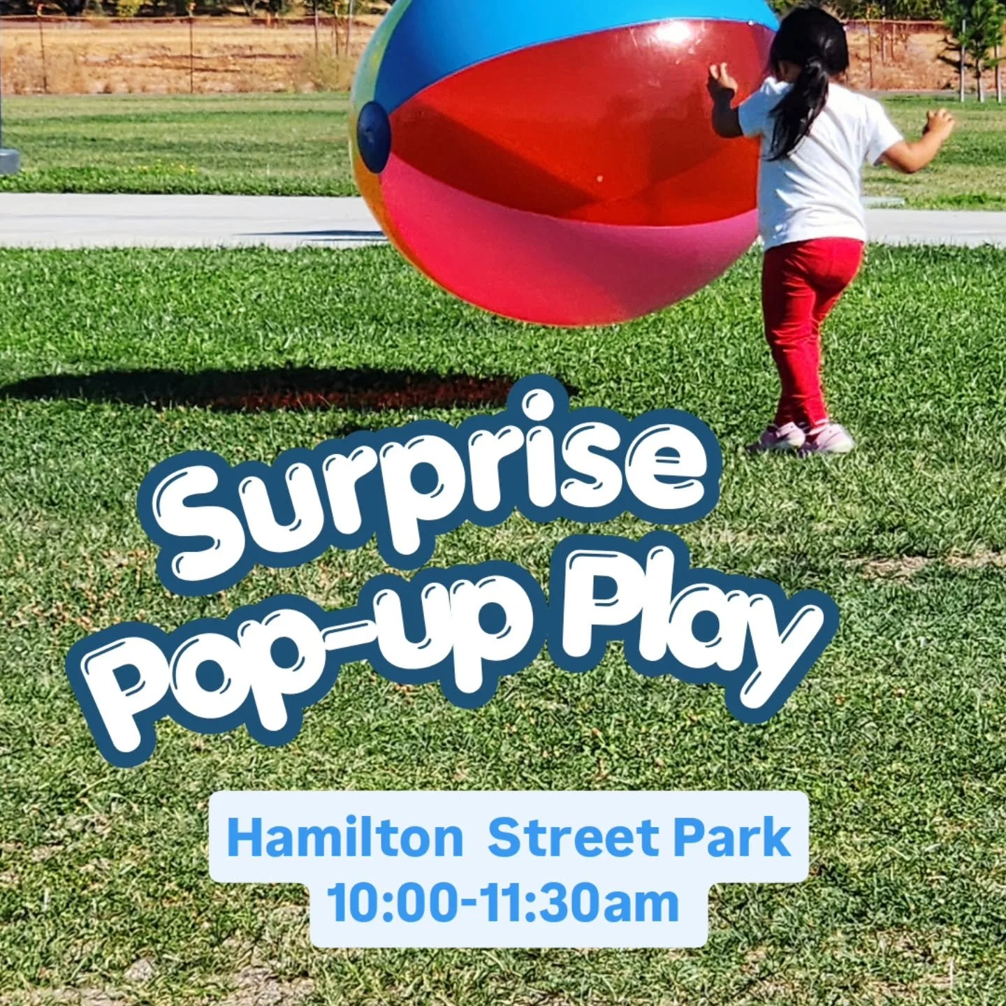 Surprise Pop-Up Play is on the way! 

🗓 Tomorrow, June 27
⏰️ 10:00-11:30am
📍 Hamilton Street Park
  4855 Hamilton Street
  Sacramento 95841

Share with friends and join us for a play filled morning! 

#popupplay #nominateyourneighborhood #thewonder