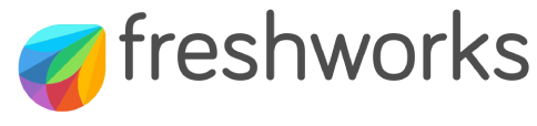 Freshworks logo with a colorful leaf icon and gray text.