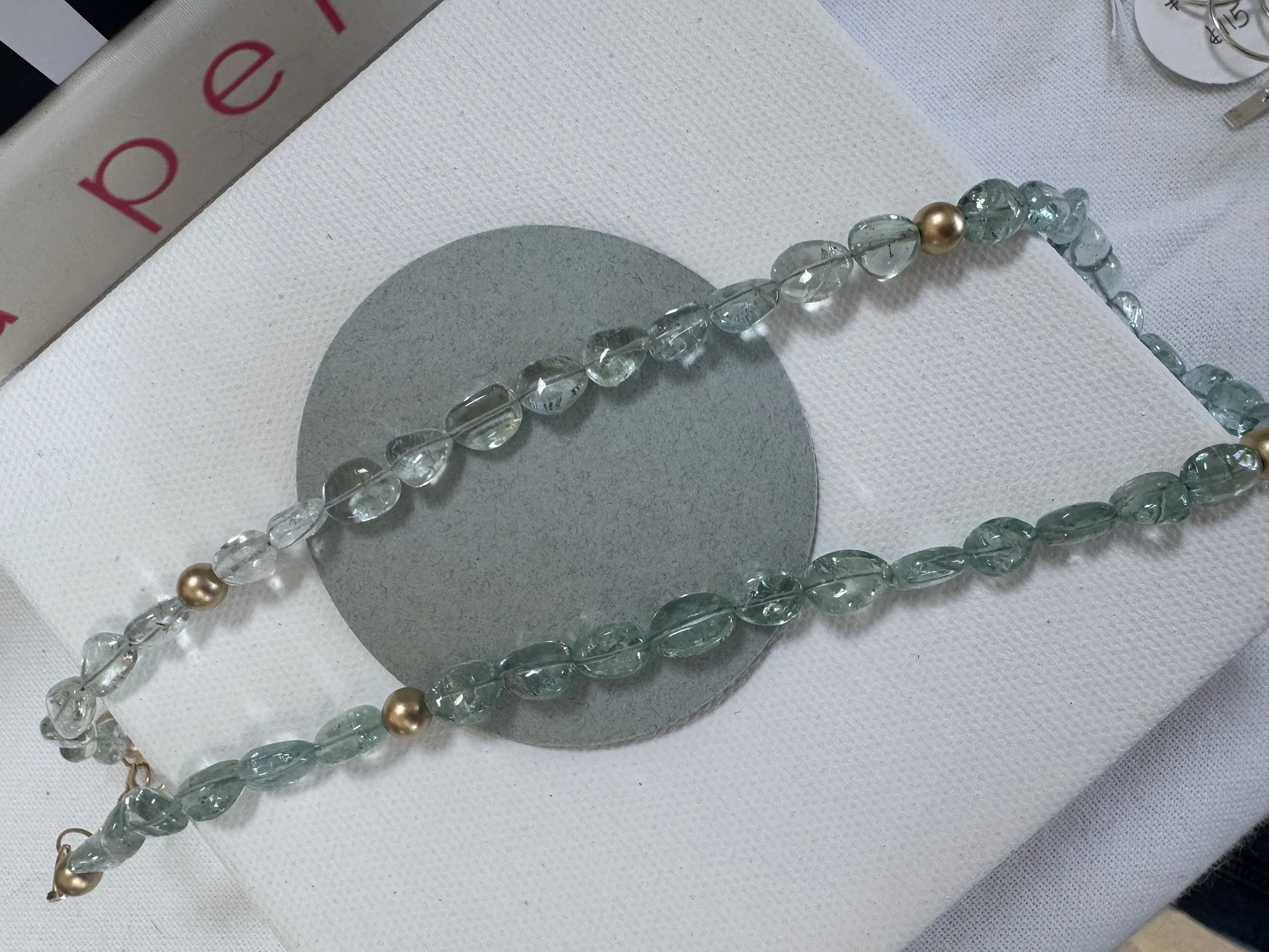 Aquamarine Ovals & Gold Necklace