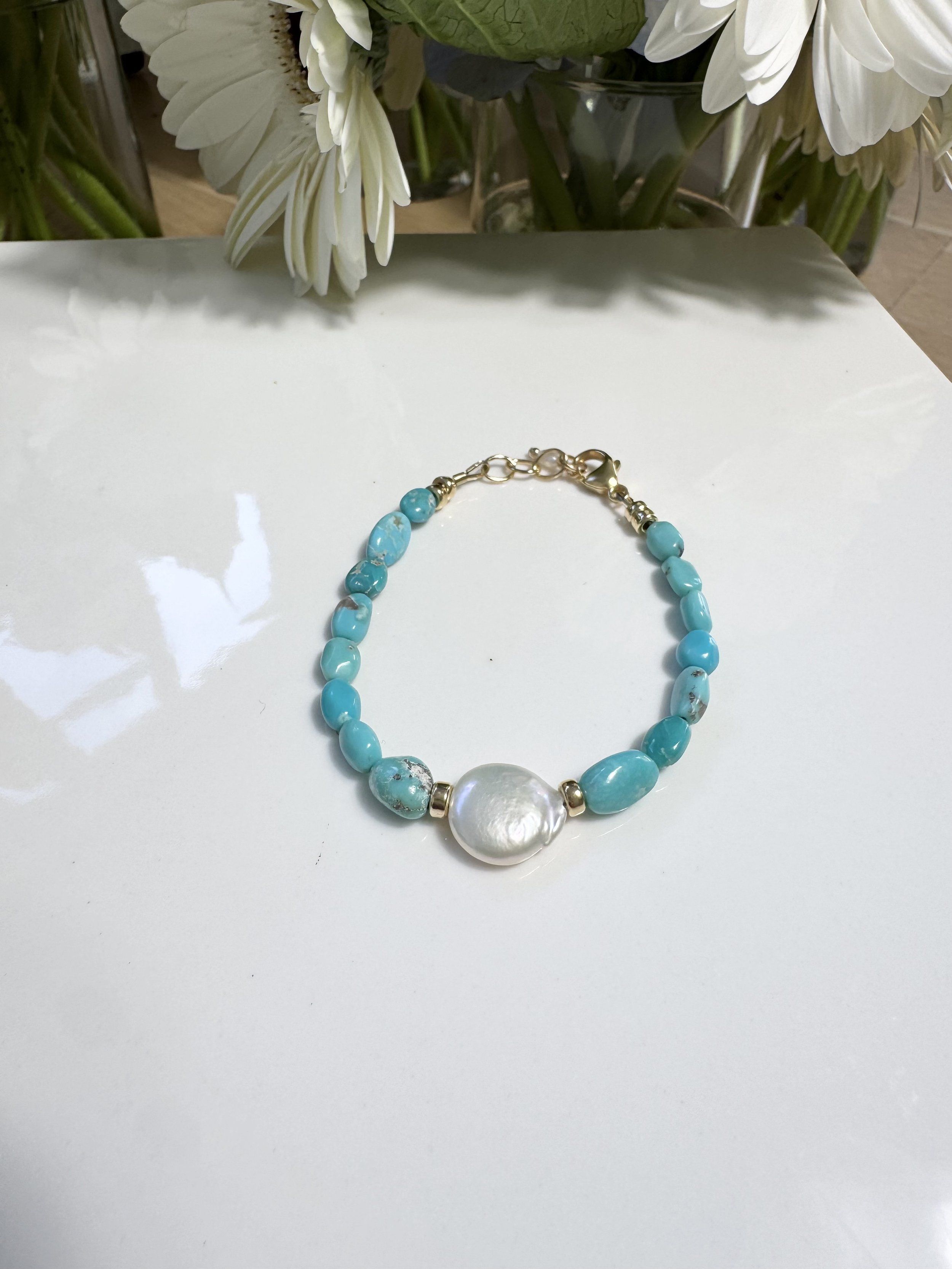 Sleeping Beauty Turquoise with Coin Pearl