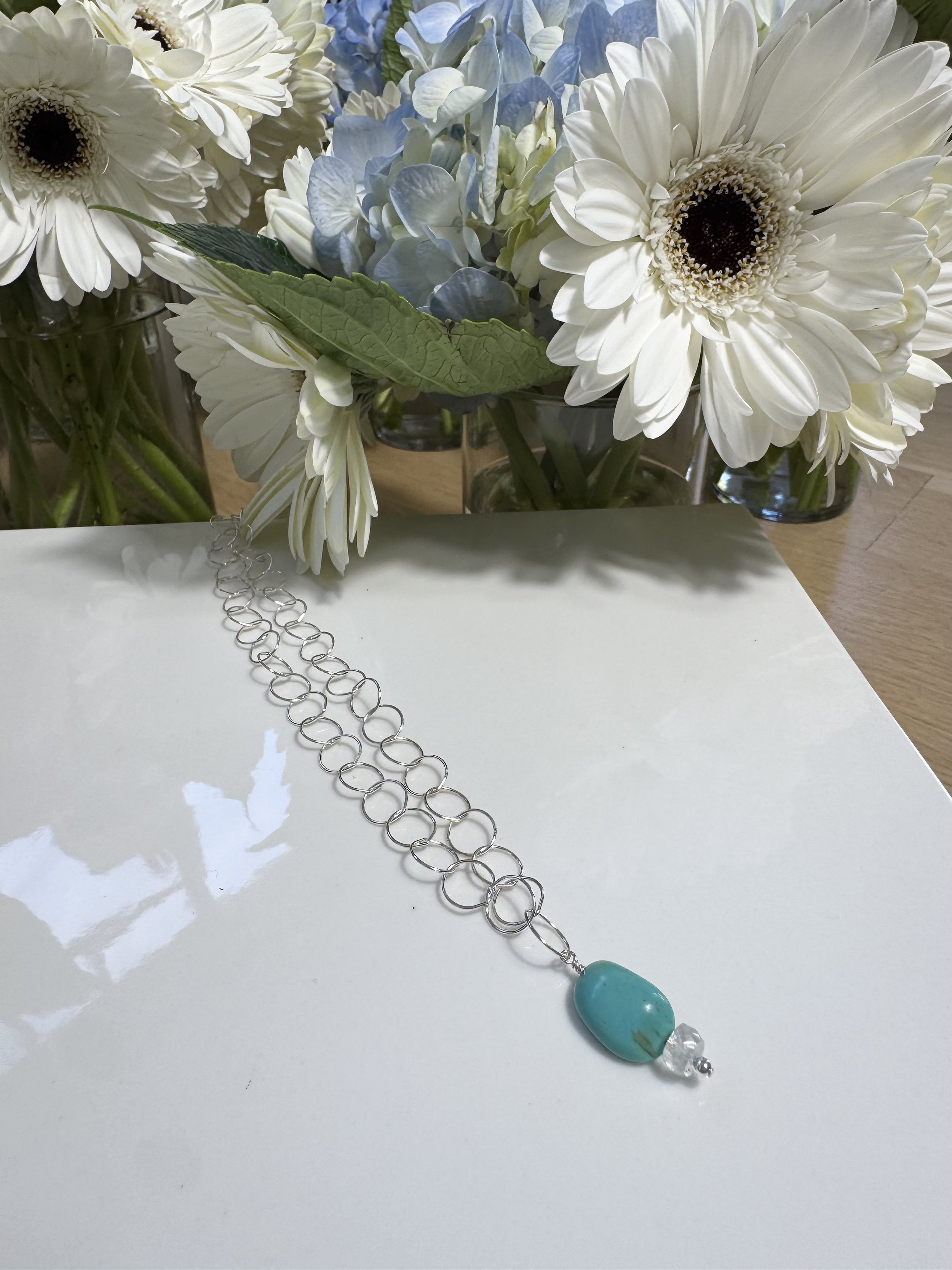 Sterling Silver Necklace with Turquoise Pendant