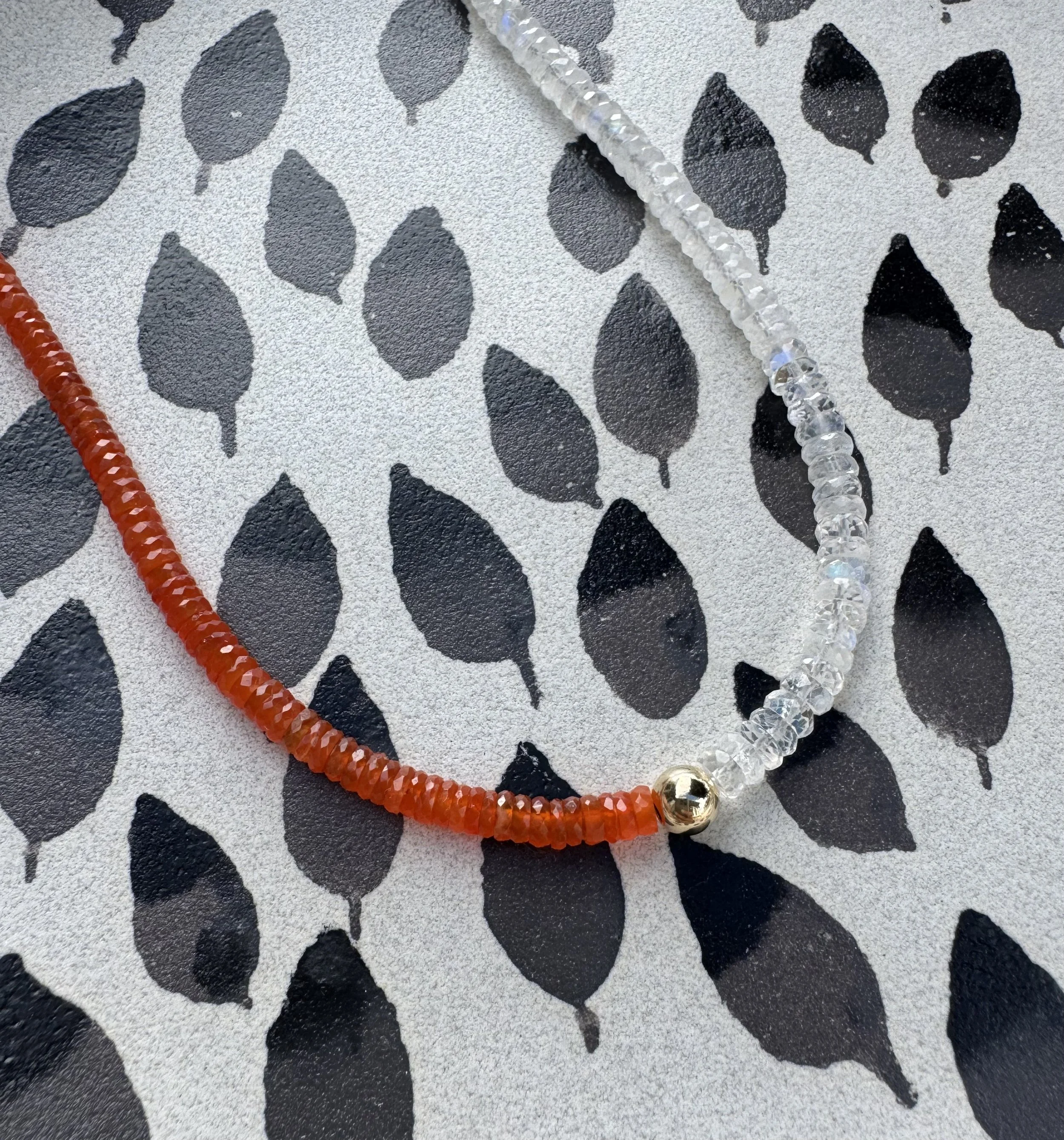 Carnelian & Moonstone Gold Necklace