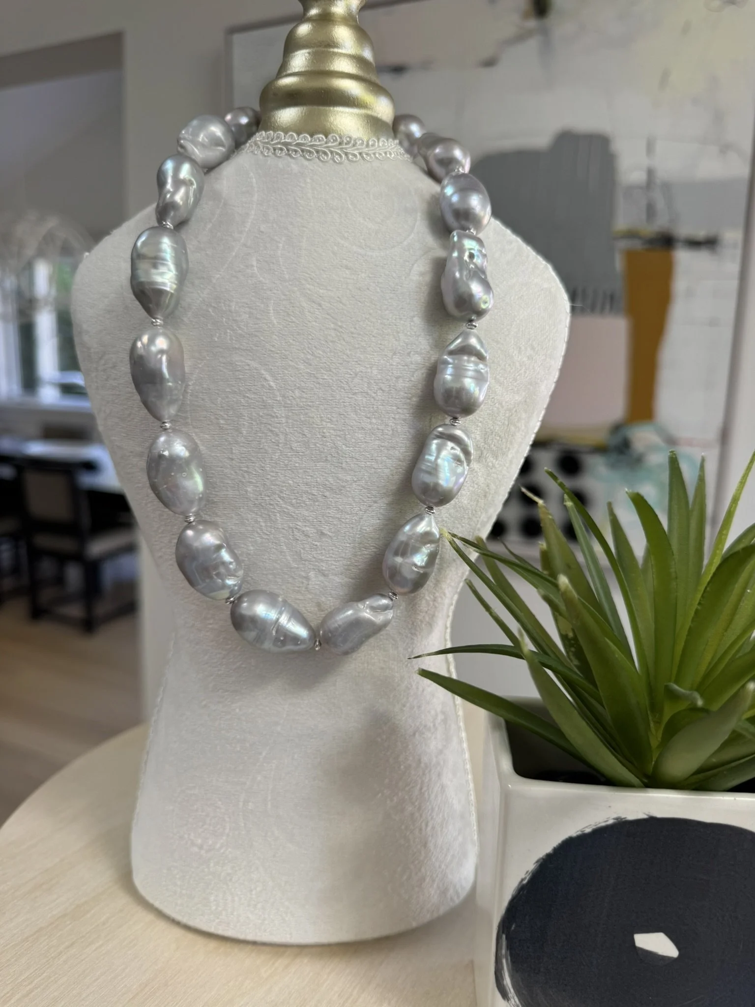 Silver Baroque Pearl Necklace
